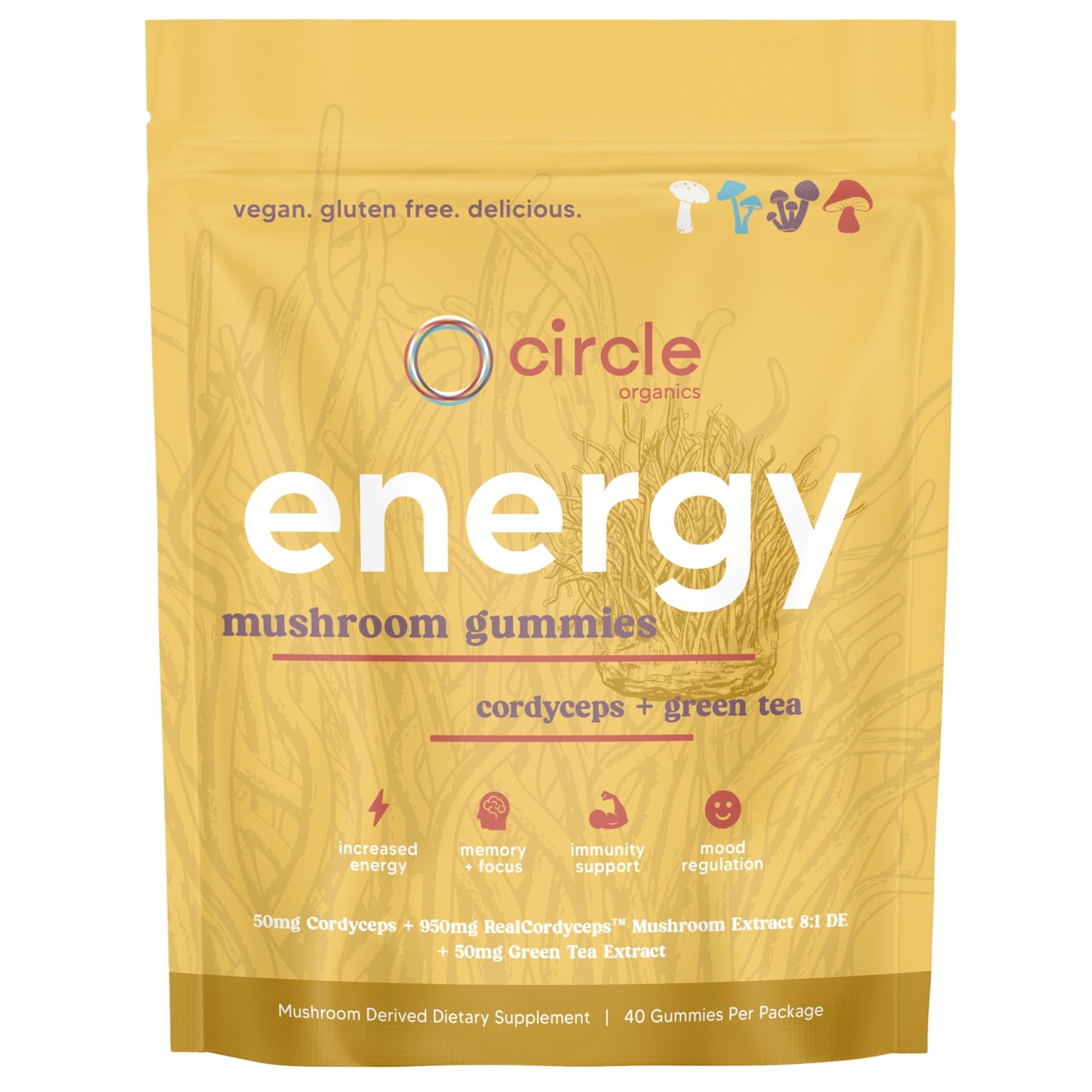 Circle Organics Energy Mushroom Gummies 40 ct