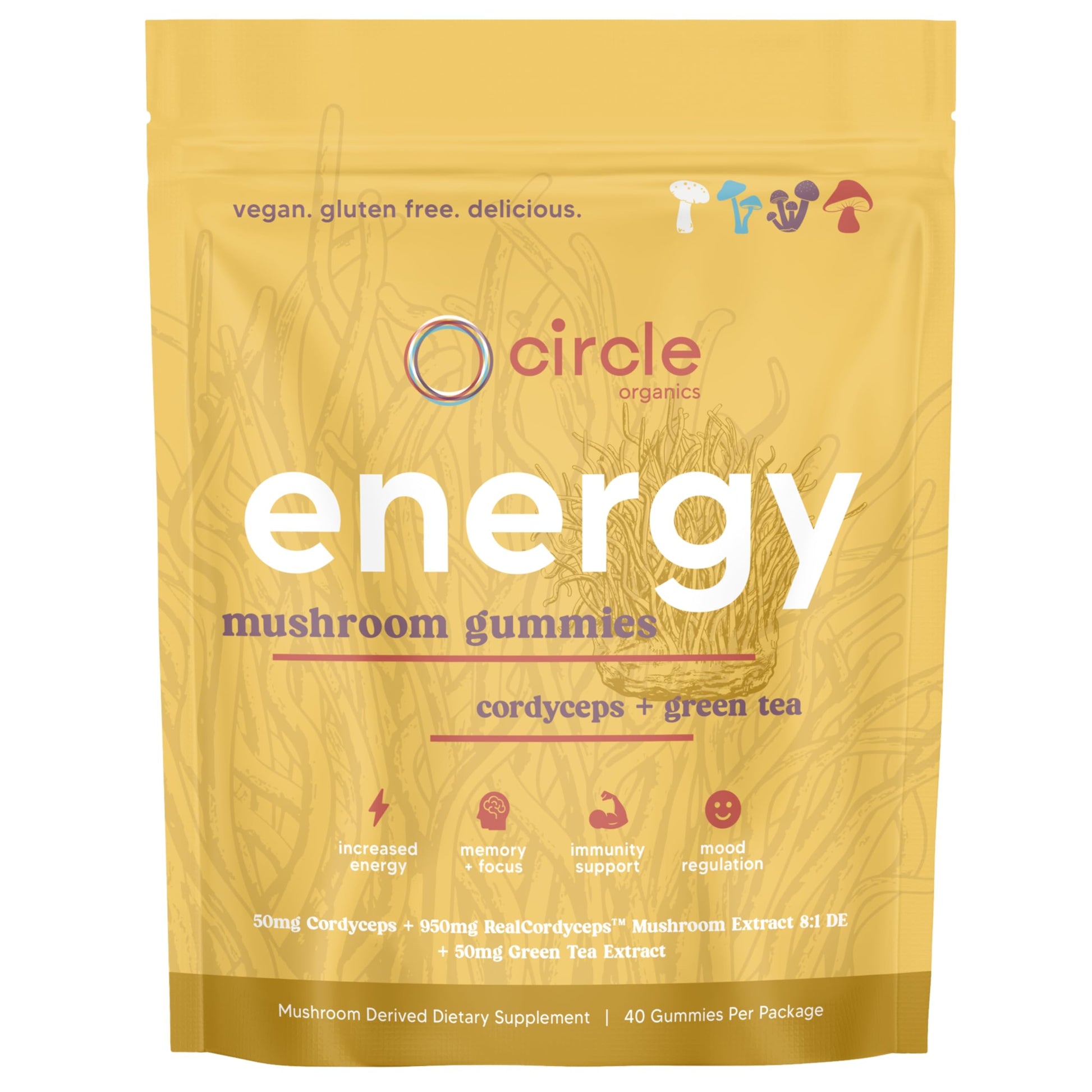 Circle Organics Energy Mushroom Gummies 40 ct