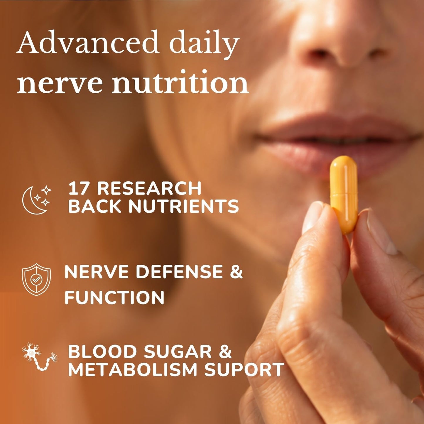 Lune Nerve Matrix Nerve Support Supplement with Alpha Lipoic Acid (R-ALA), Benfotiamine, Citicoline & B Vitamins, 60 Capsules