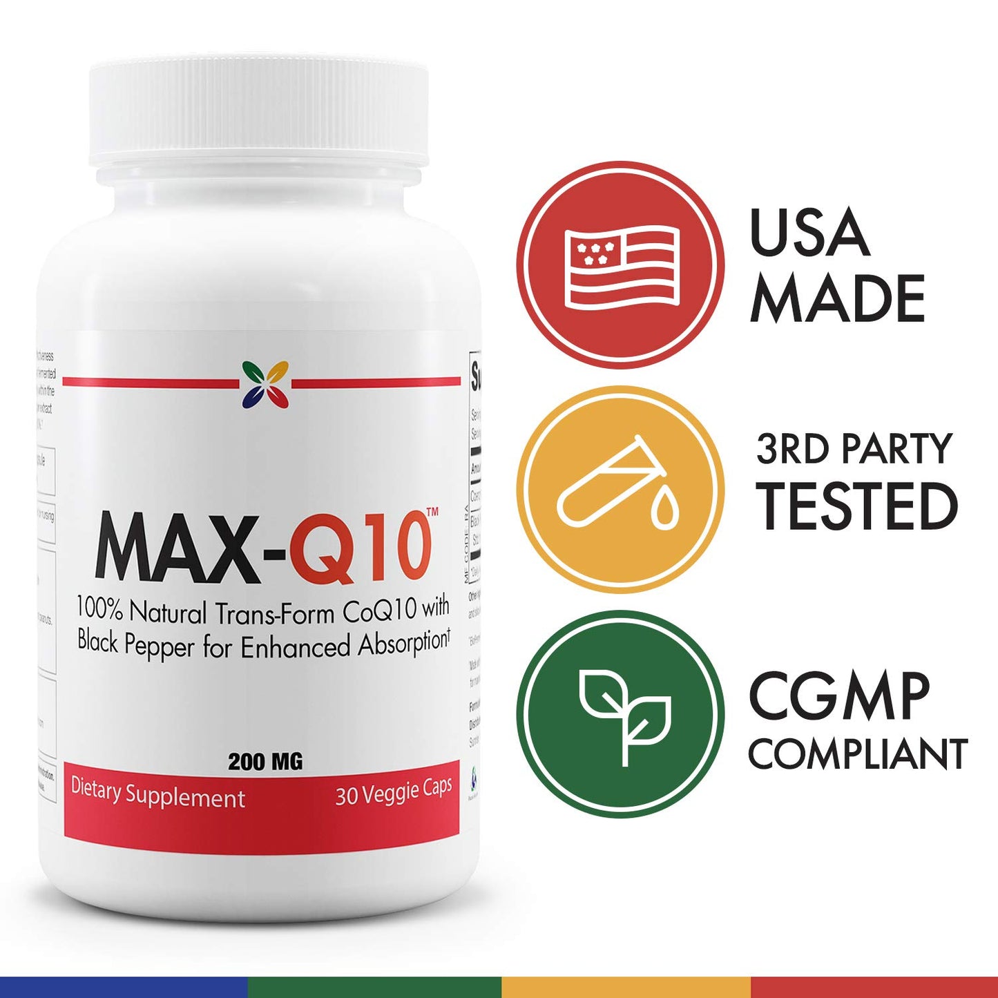 Stop Aging Now MAX-Q10 CoQ10 200 mg Capsules, 30 Count