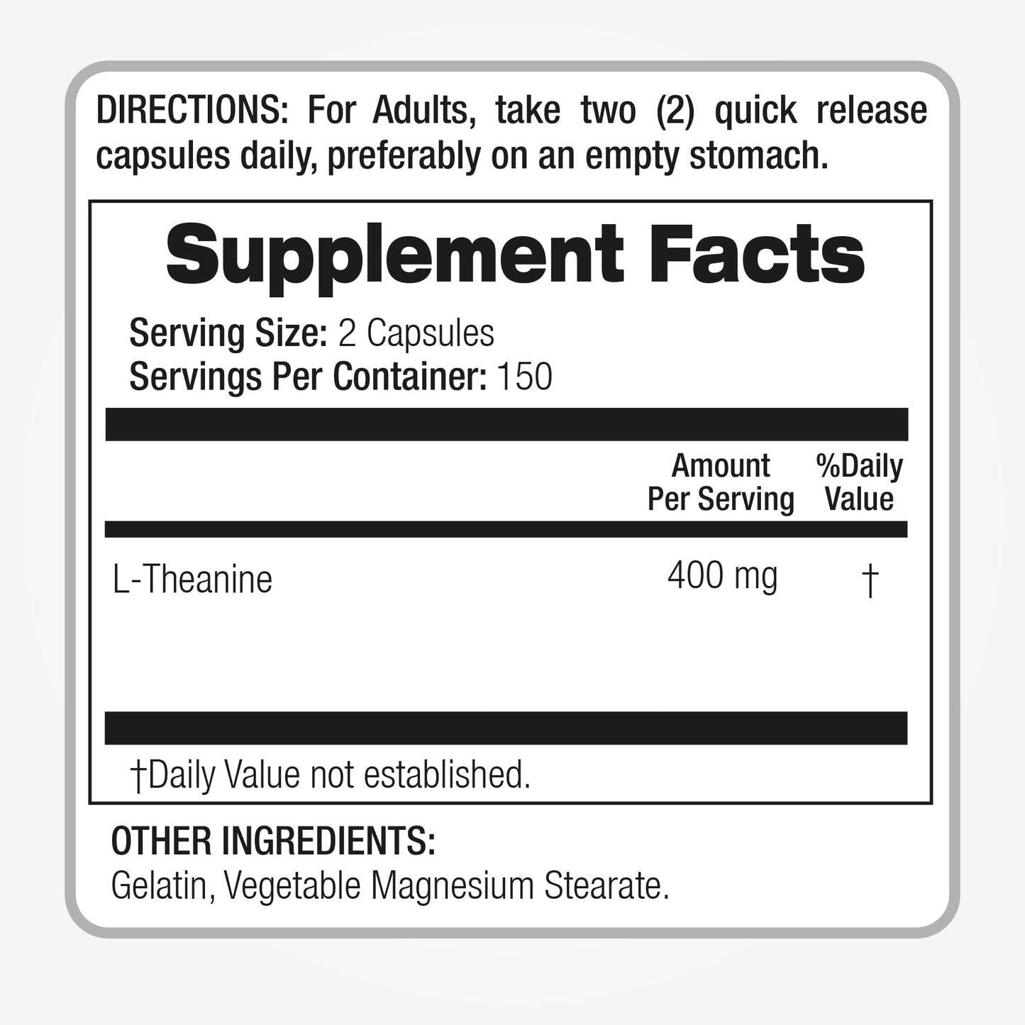 FITO MEDIC'S L-Theanine 400 mg Capsules, 300 Count