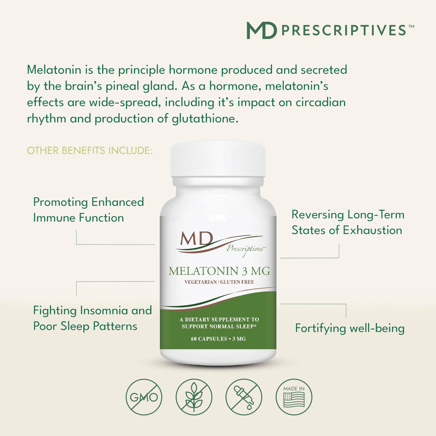 MD Prescriptives Melatonin 3mg Supplement 60 Capsules
