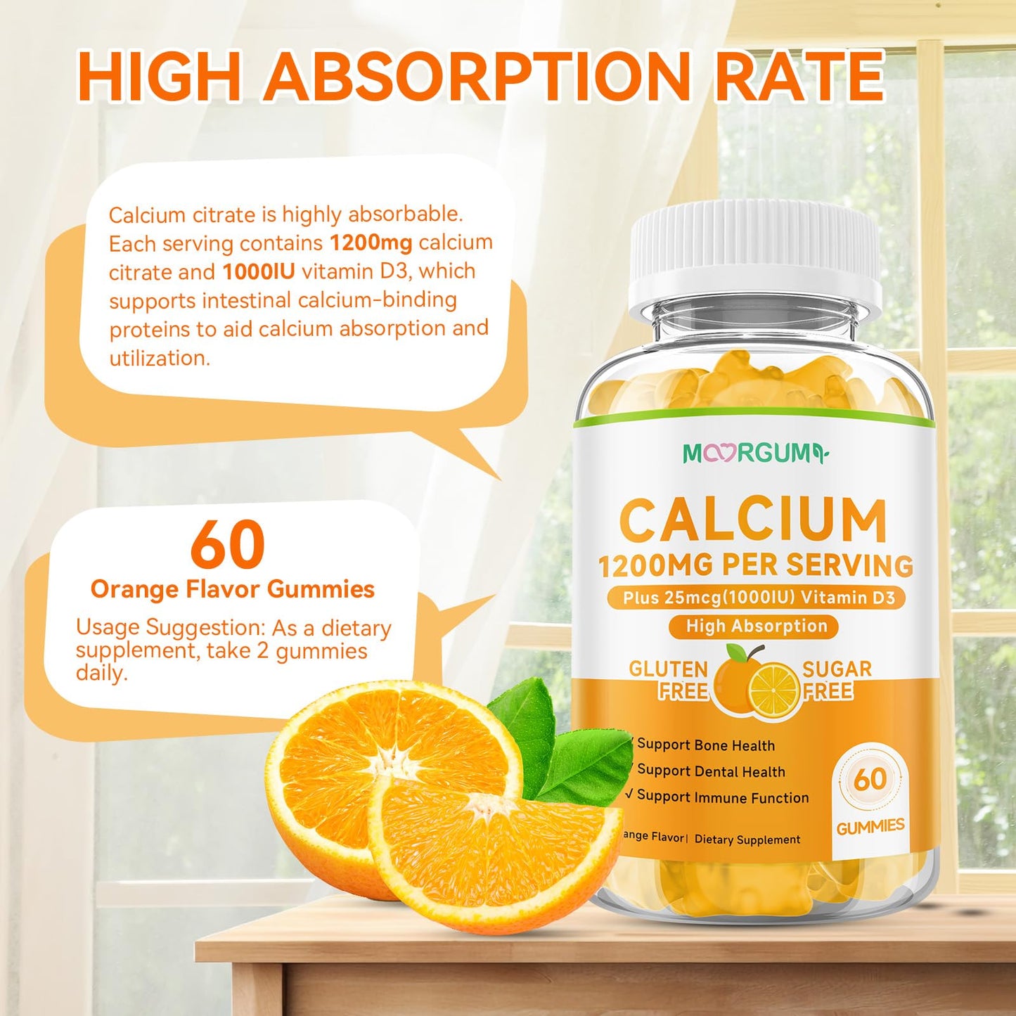 MOORGUMY Calcium Citrate Gummies 60 Count