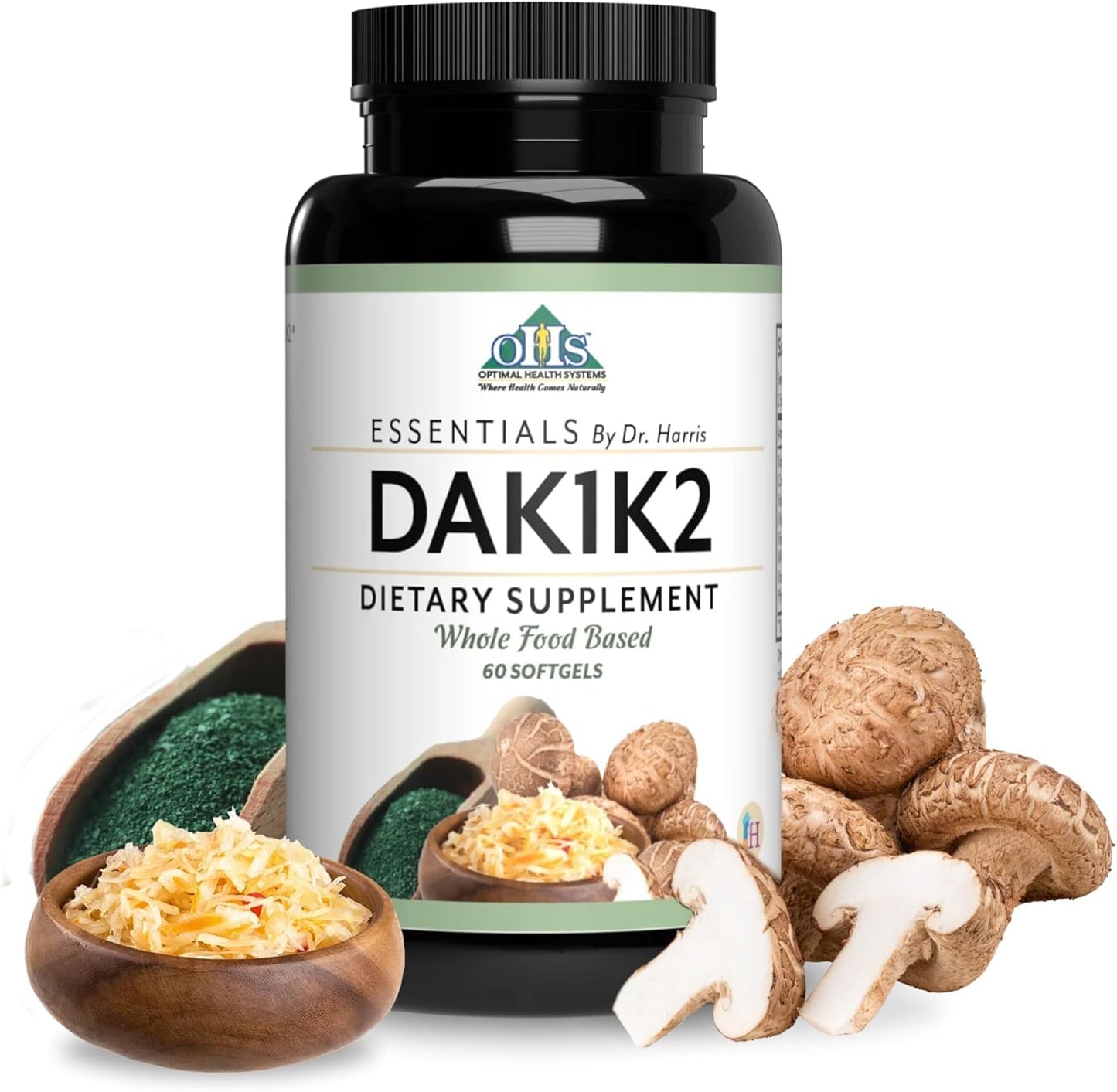 Optimal Health Systems Essential DAK1K2 Vitamin D3 + A + K1 + K2 Immune Support, Bone Health, & Heart Health with MK-7, 5000 IU, 60 Softgels