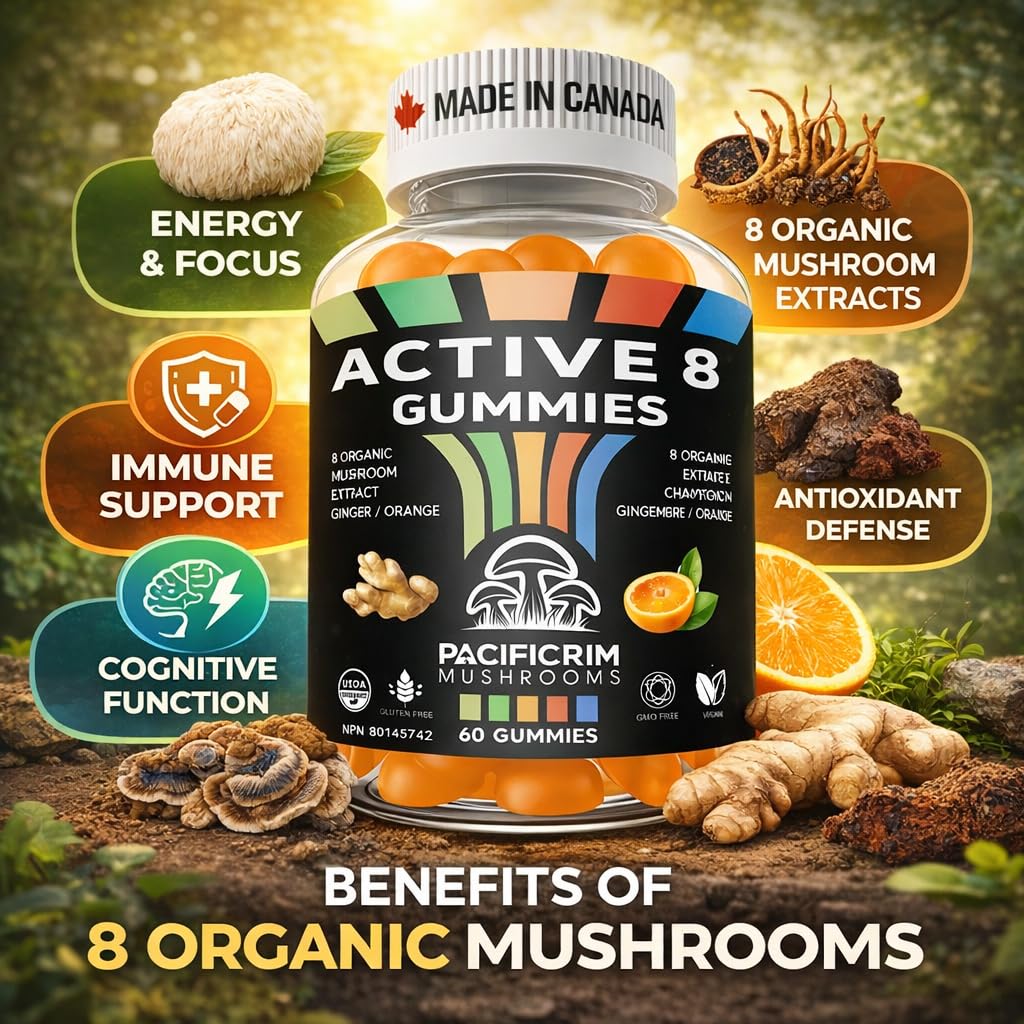 Pacific Rim Mushrooms Active 8 Mushroom, 60 Gummies