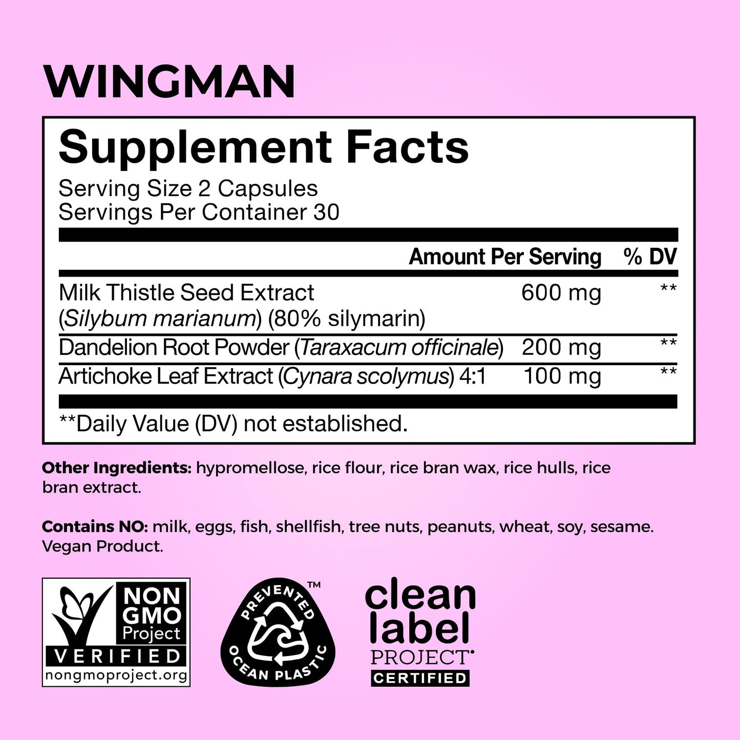 HUM Wing Man Liver Support Supplement Milk Thistle Dandelion Root Capsule, 60 Capsules