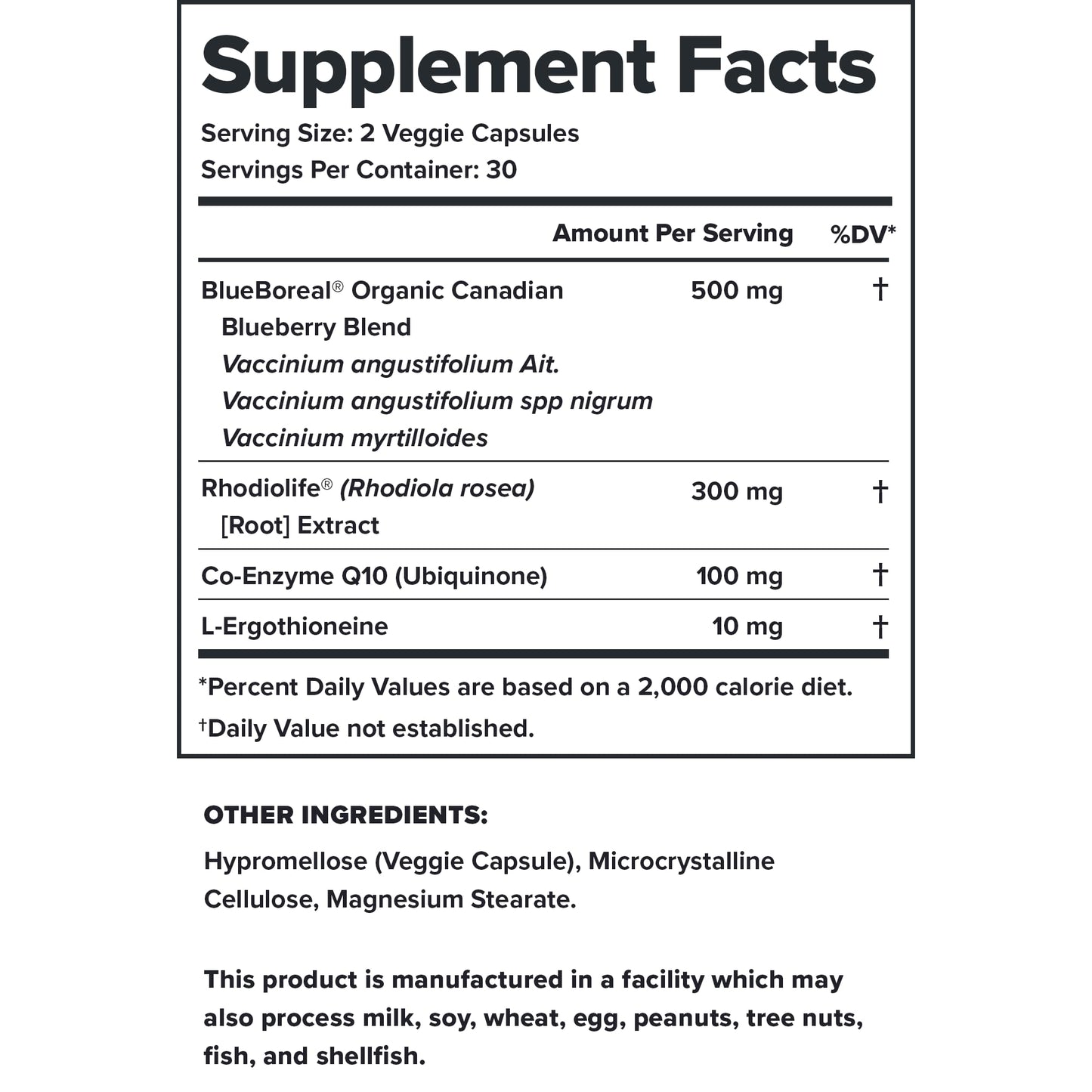 LEGION Vitality Natural Wellness Supplement with BlueBoreal, Rhodiola Rosea, CoQ10 & L-Ergothioneine, 60 Tablets