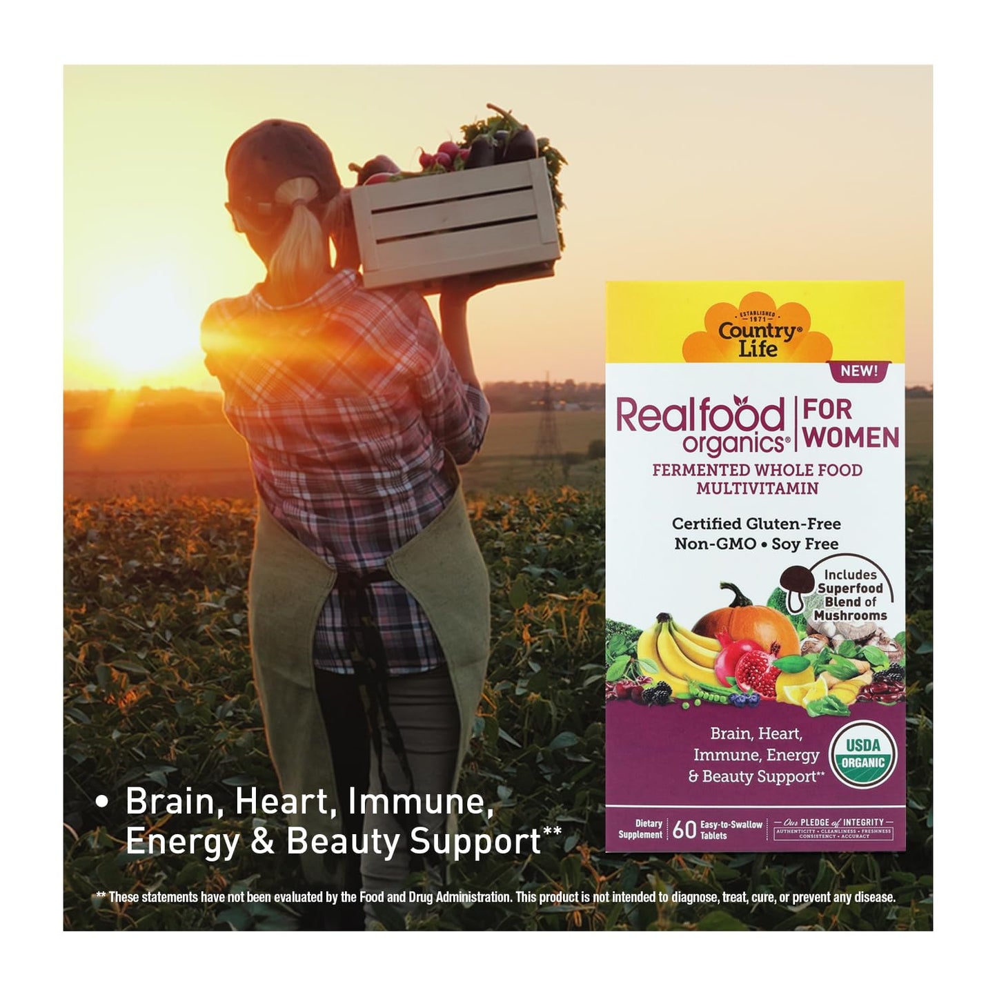 Country Life Realfood Organics Women’s Multivitamin Tablet, 60 Tablets