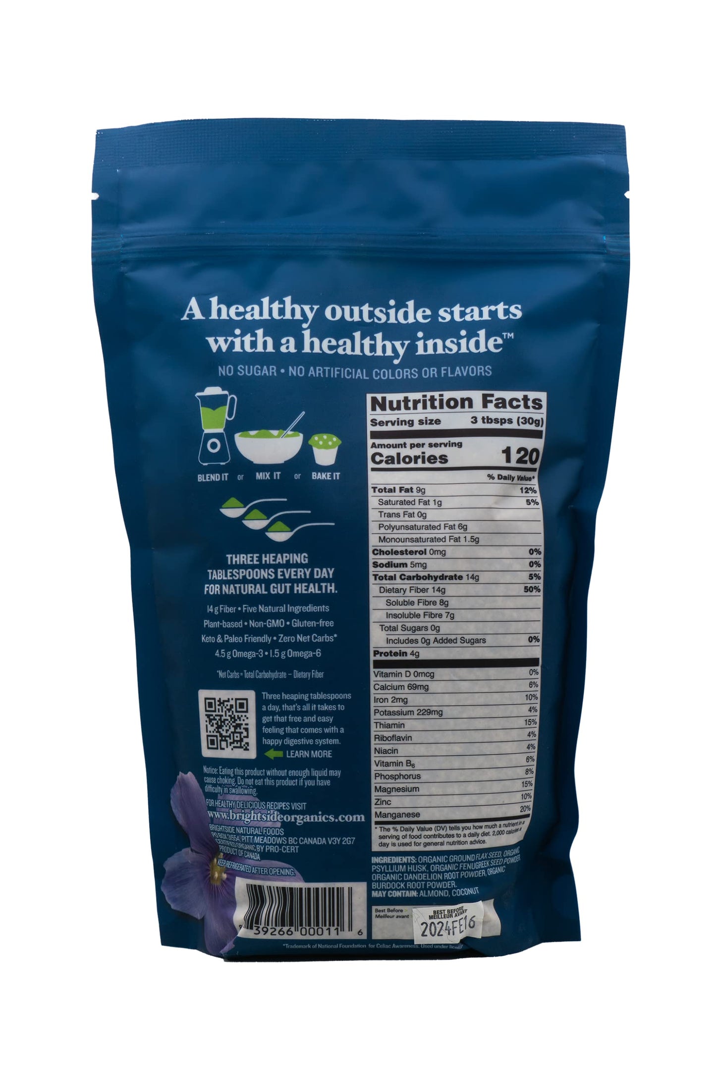 Natura Fiber All-Natural Organic Fiber Powder Supplement, 14.8 Ounce
