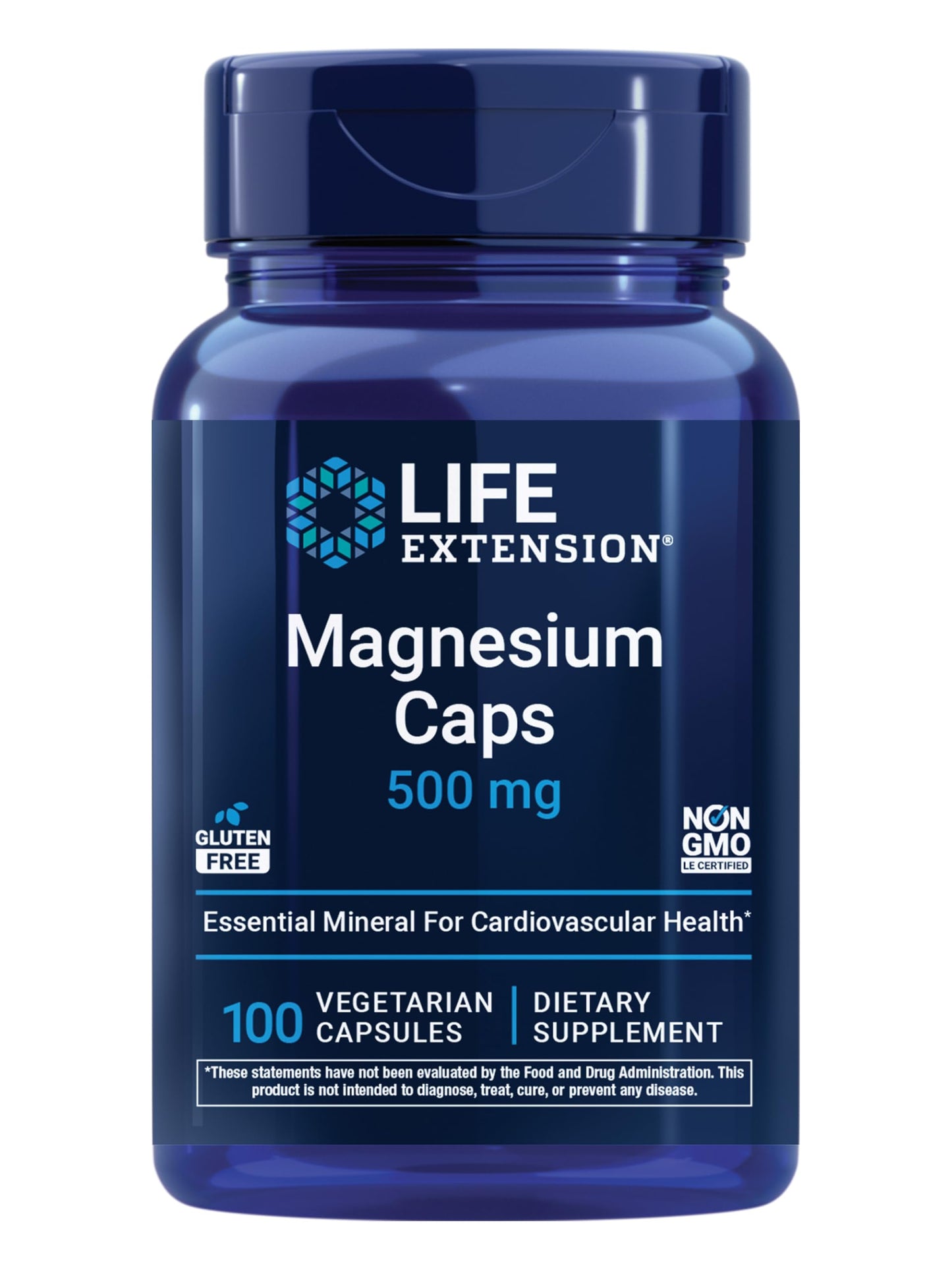 Life Extension Magnesium Capsules 500 mg, Magnesium Oxide, Citrate, and Succinate, Heart Health, Healthy Bones, Metabolism Support, 100 Vegetarian Capsules