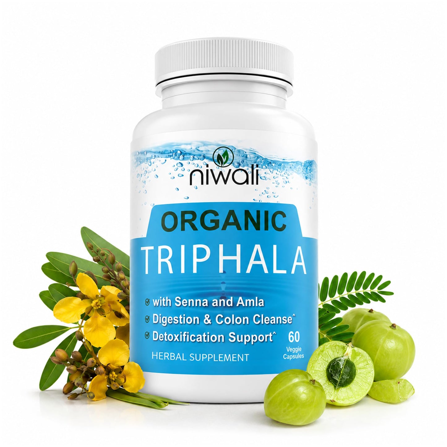 NIWALI Triphala Capsules for Gut Health, 60 Count