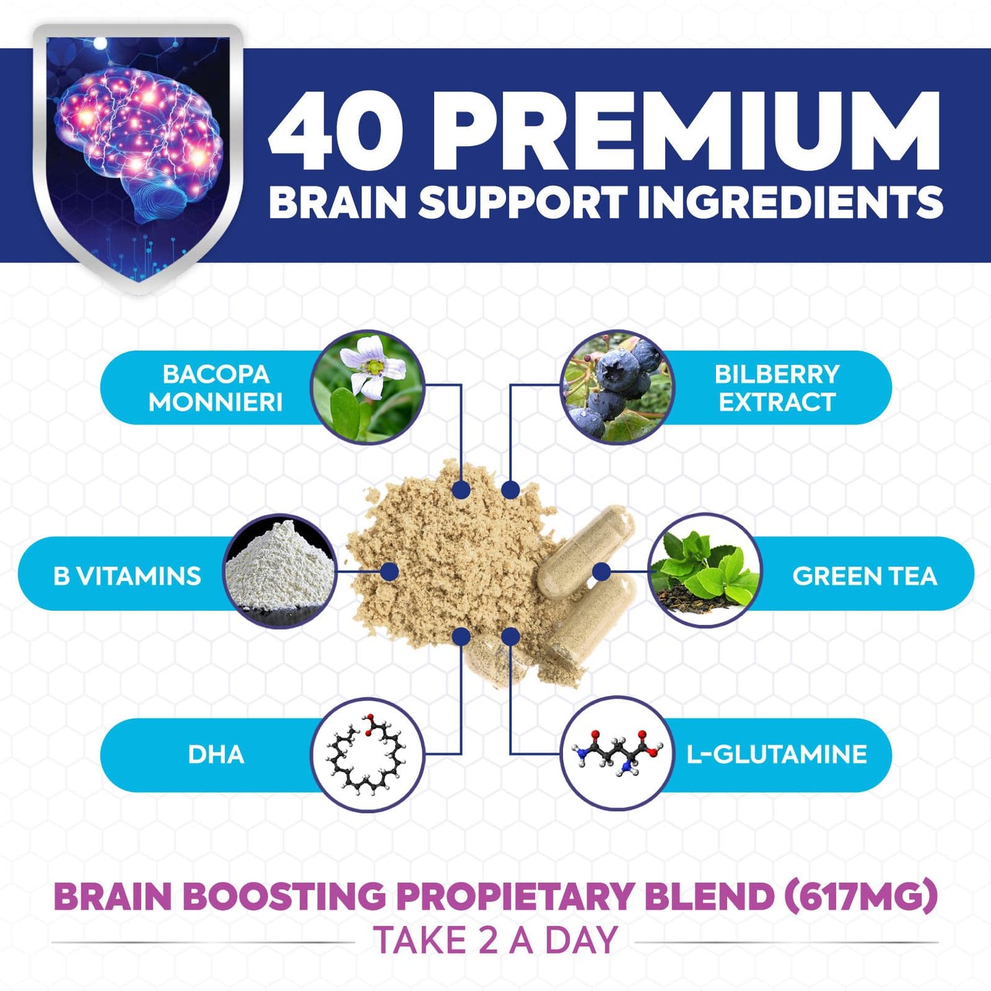 Health Nutrition Naturals Brain Memory Supplement 120 Capsules