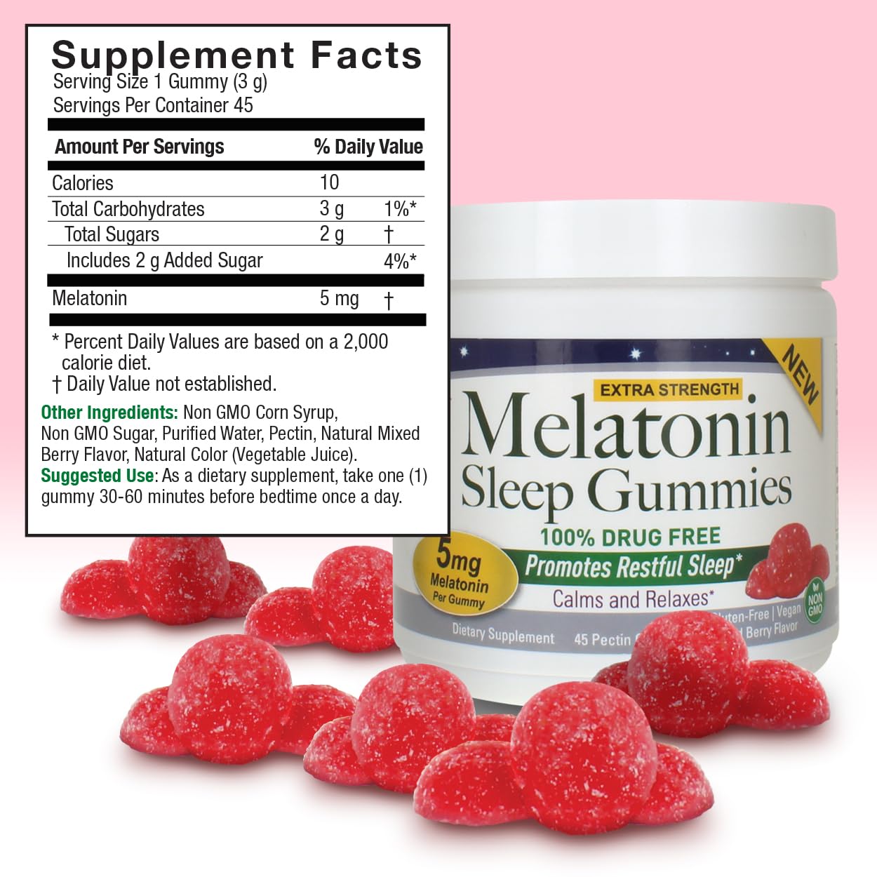 Nature's Answer Melatonin Sleep Gummies 5mg, 45 Gummies, 1 Count
