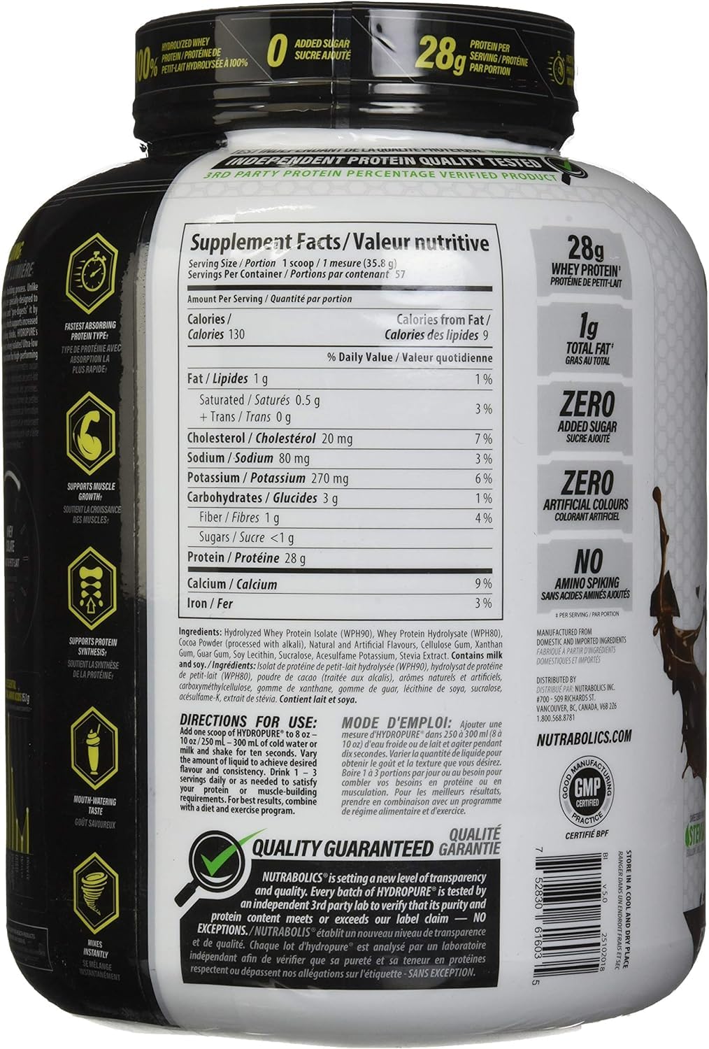 Nutrabolics Hydropure Whey Protein Powder, 20 Servings