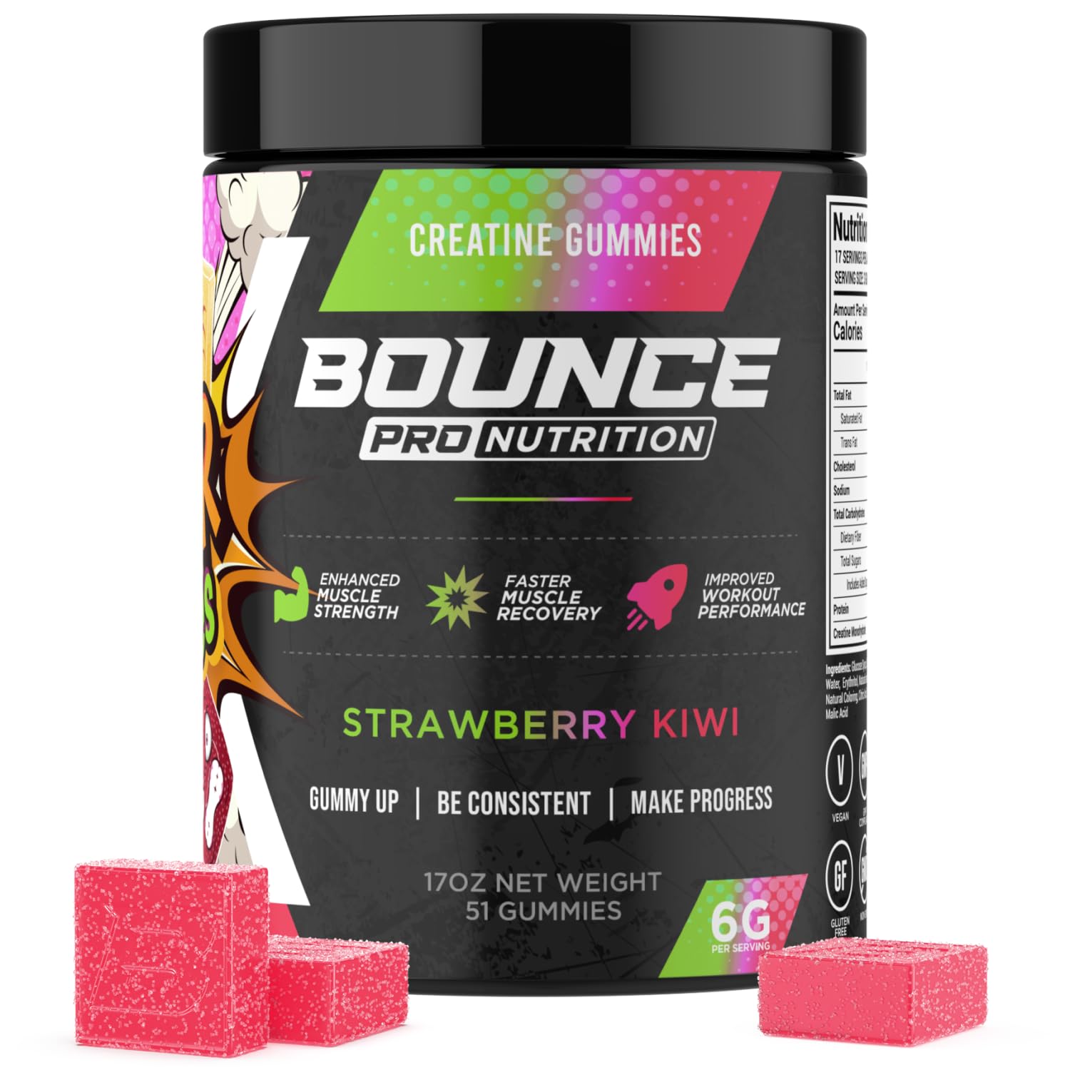 Bounce Pro Creatine Monohydrate Gummies, 51 Count (Pack of 1)