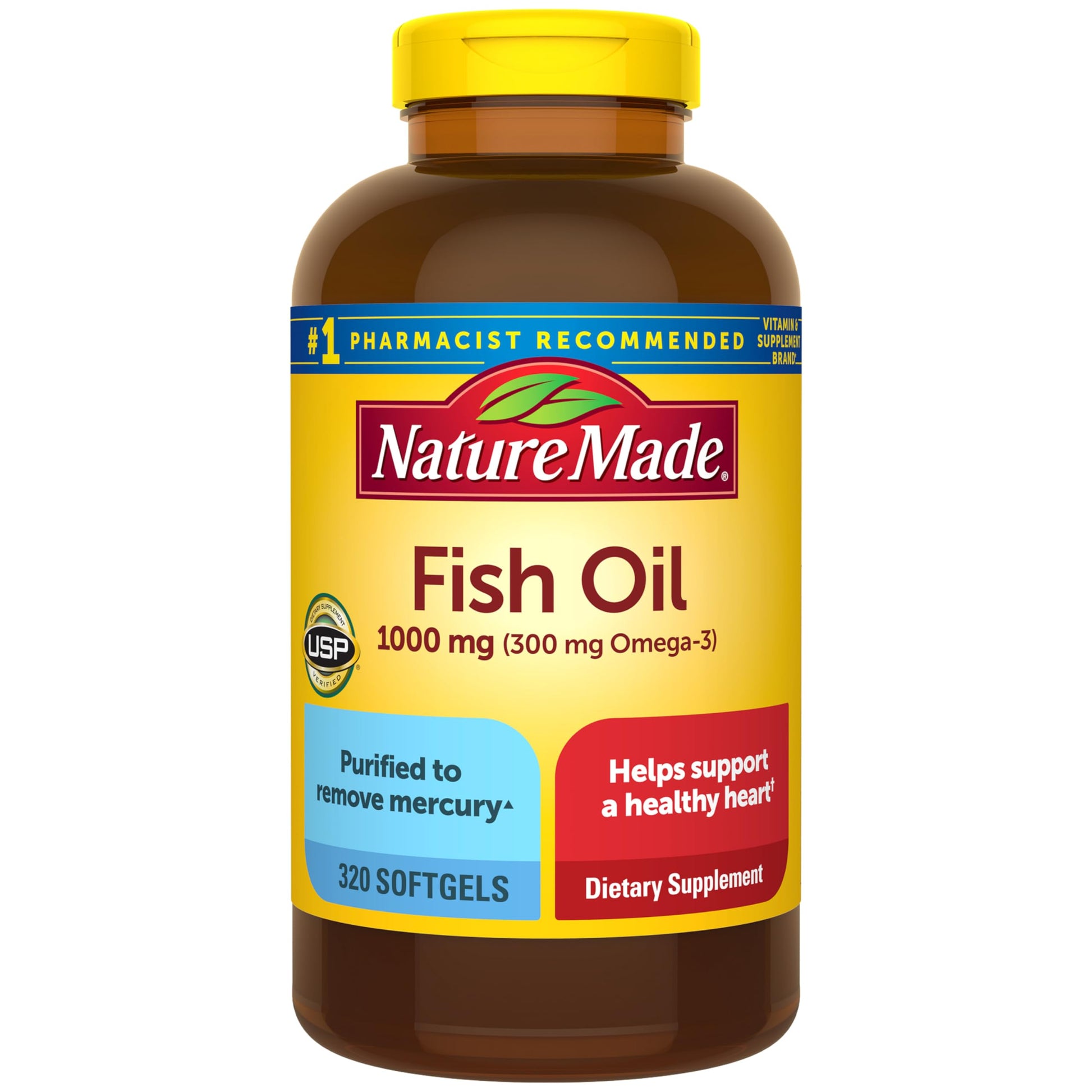 Nature Made Fish Oil Omega 3 1000mg Softgel, 320 Softgels