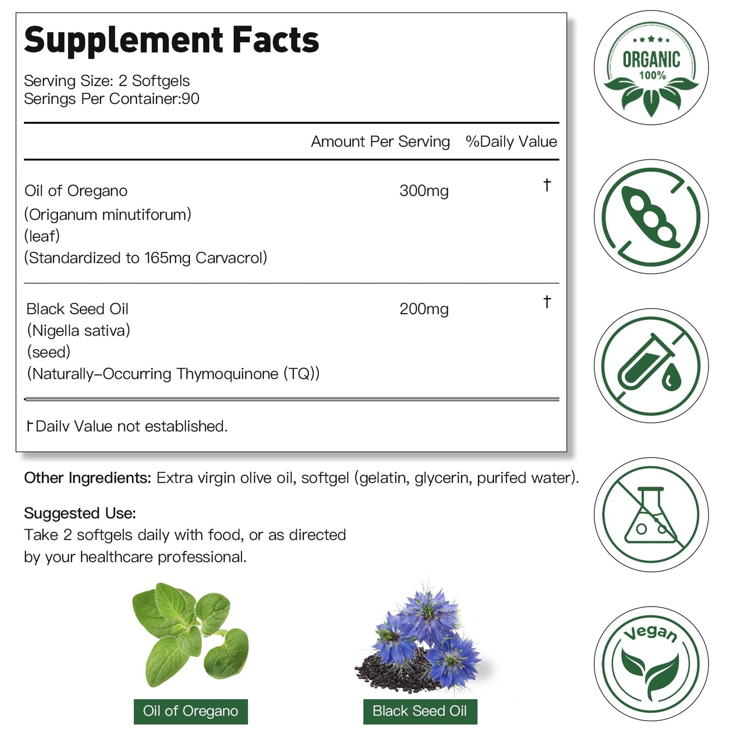 Oregenix Oil of Oregano with Black Seed Oil Softgels, 180 Softgels