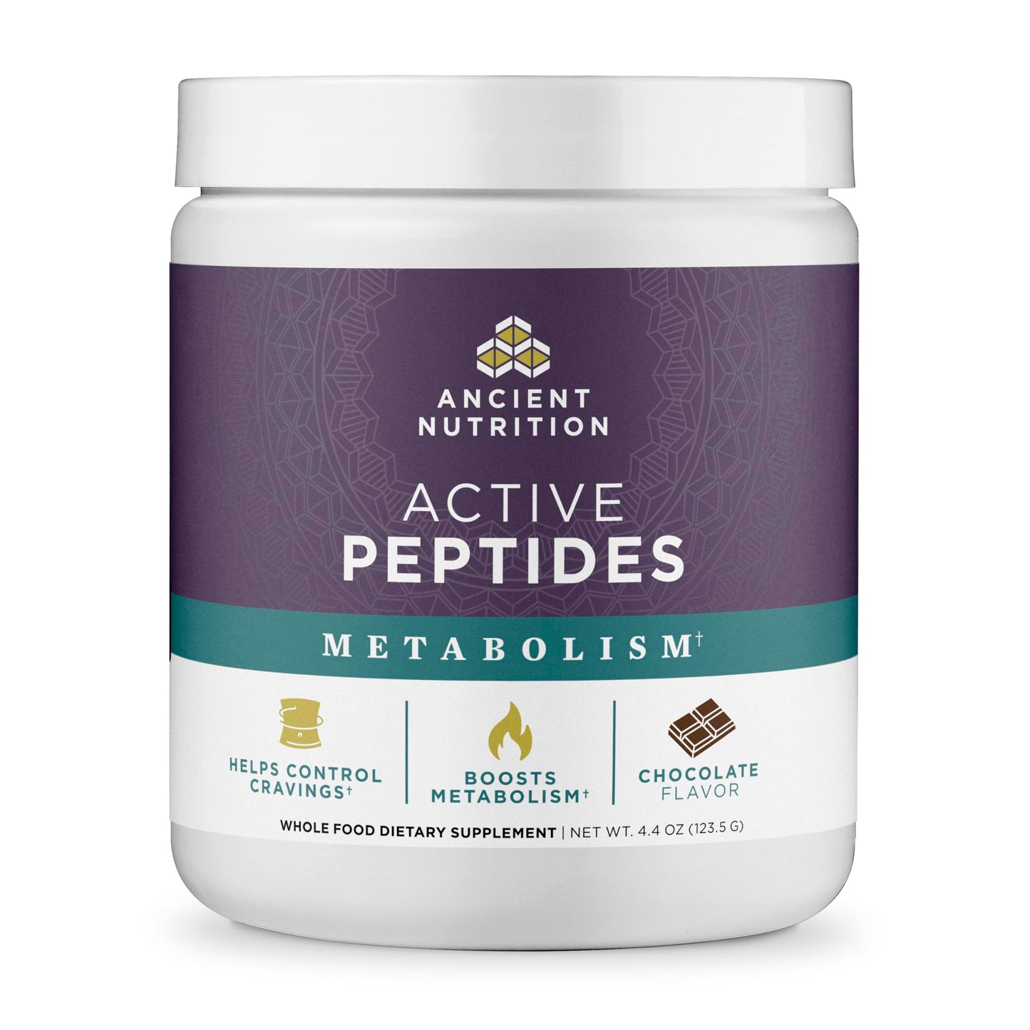 Ancient Nutrition Active Peptides Metabolism Powder, Bioactive Yeast Peptides with Cocoa & Citrus Extracts for Appetite & Metabolic Hormone Support, Non-Stimulant Weight Management Formula, Chocolate, 4.4 Ounce