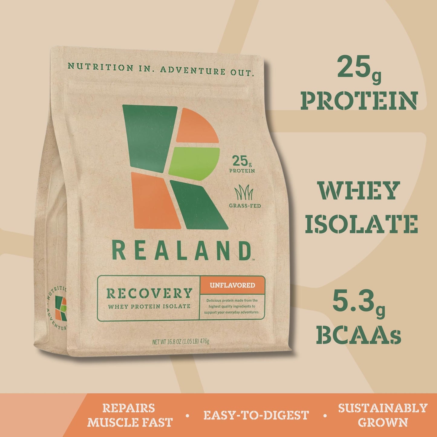 Realand Whey Protein Isolate Grass-Fed Protein Powder, 21 Servings