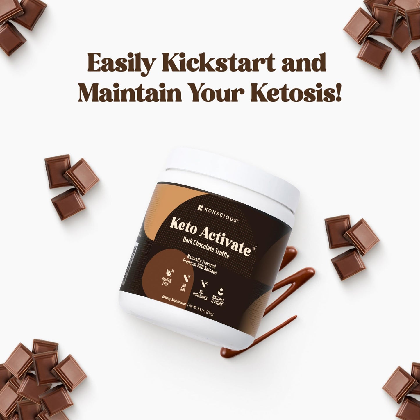 KETO ACTIVATE Dark Chocolate Truffle Exogenous Ketones Drink Powder, 40