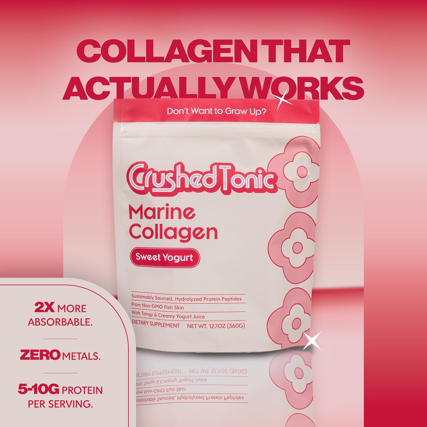 Crushed Tonic Korean Beauty Collagen Powder, Hydrolyzed Marine Collagen Peptides, 5.29 oz