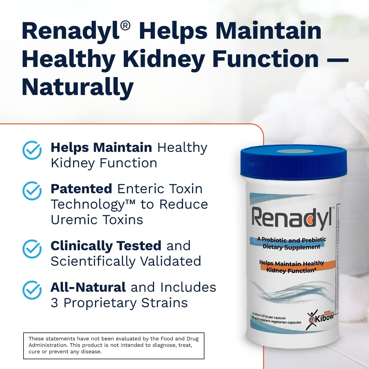 Kibow Renadyl Kidney Probiotic 180 Capsules