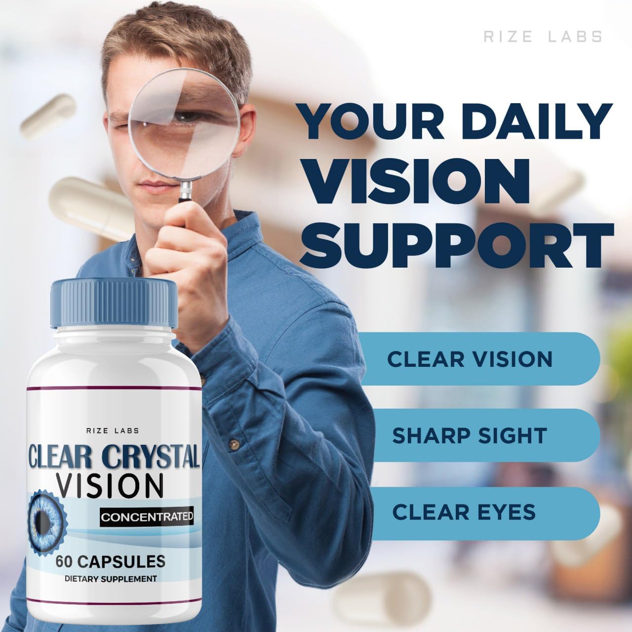 Rize Labs Clear Crystal Vision, 300 Capsules