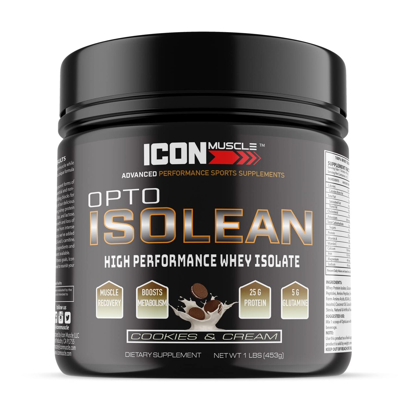Icon Muscle Isolean Whey Protein Isolate Powder, 16 Servings, 1 Pound