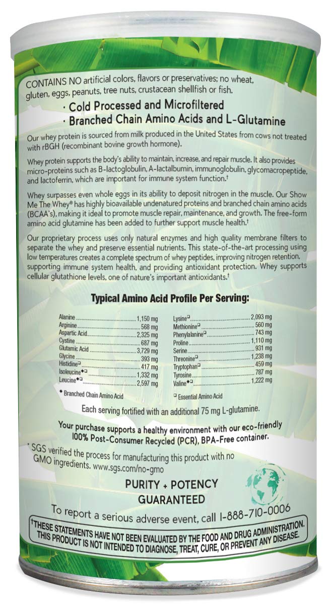 Natural Nutra Grass Fed Vanilla Show Me The Whey Protein Source Powder 13.3 oz