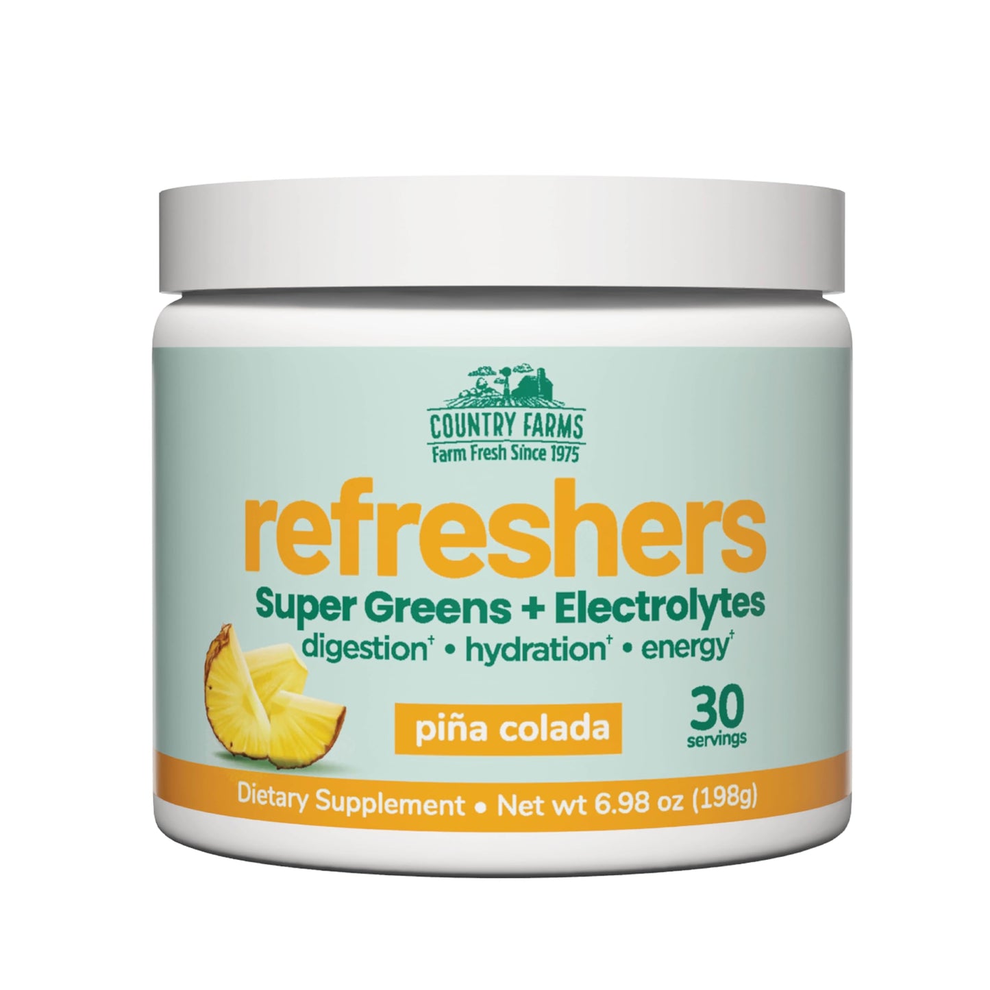 Country Farms Refreshers, Super Greens and Electrolytes Piña Colada Powder 6.98 Ounce