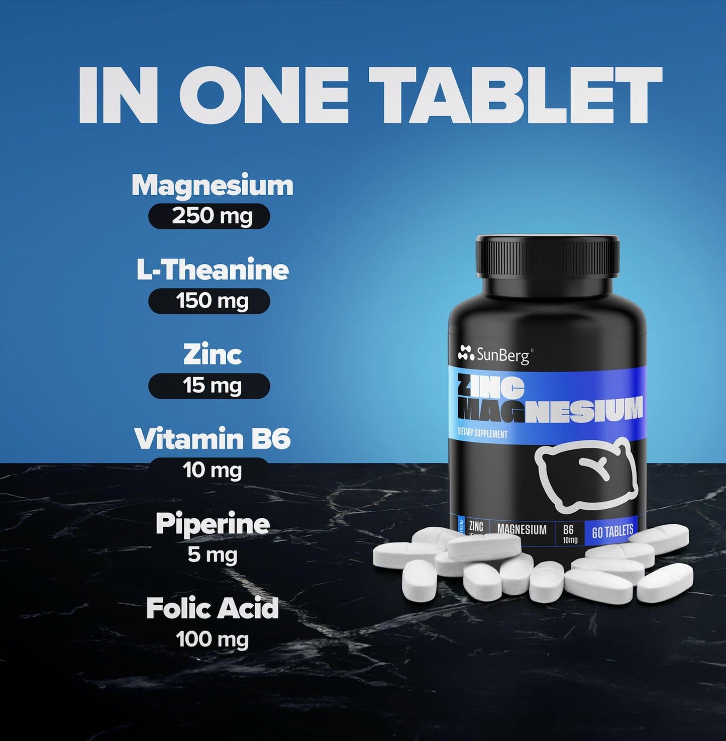 SunBerg Zinc Magnesium B6 Complex Tablet 60 Count