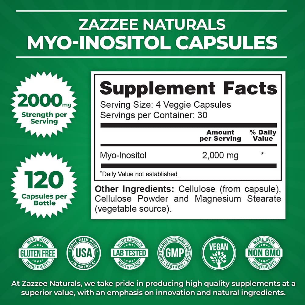 Zazzee Myo-Inositol and Vitex Capsules, 100 Capsules