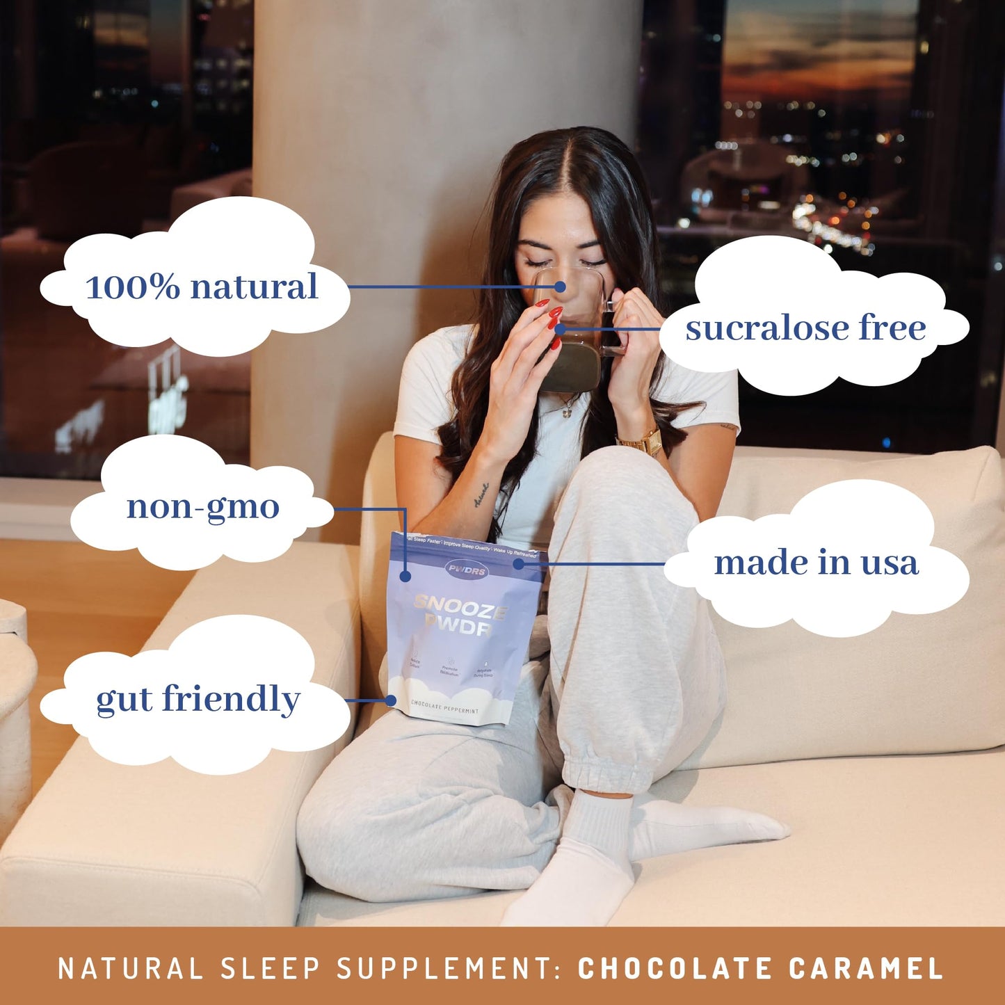 PWDRS Snooze Sleepy Time Hot Chocolate Powder 8.92 Ounce