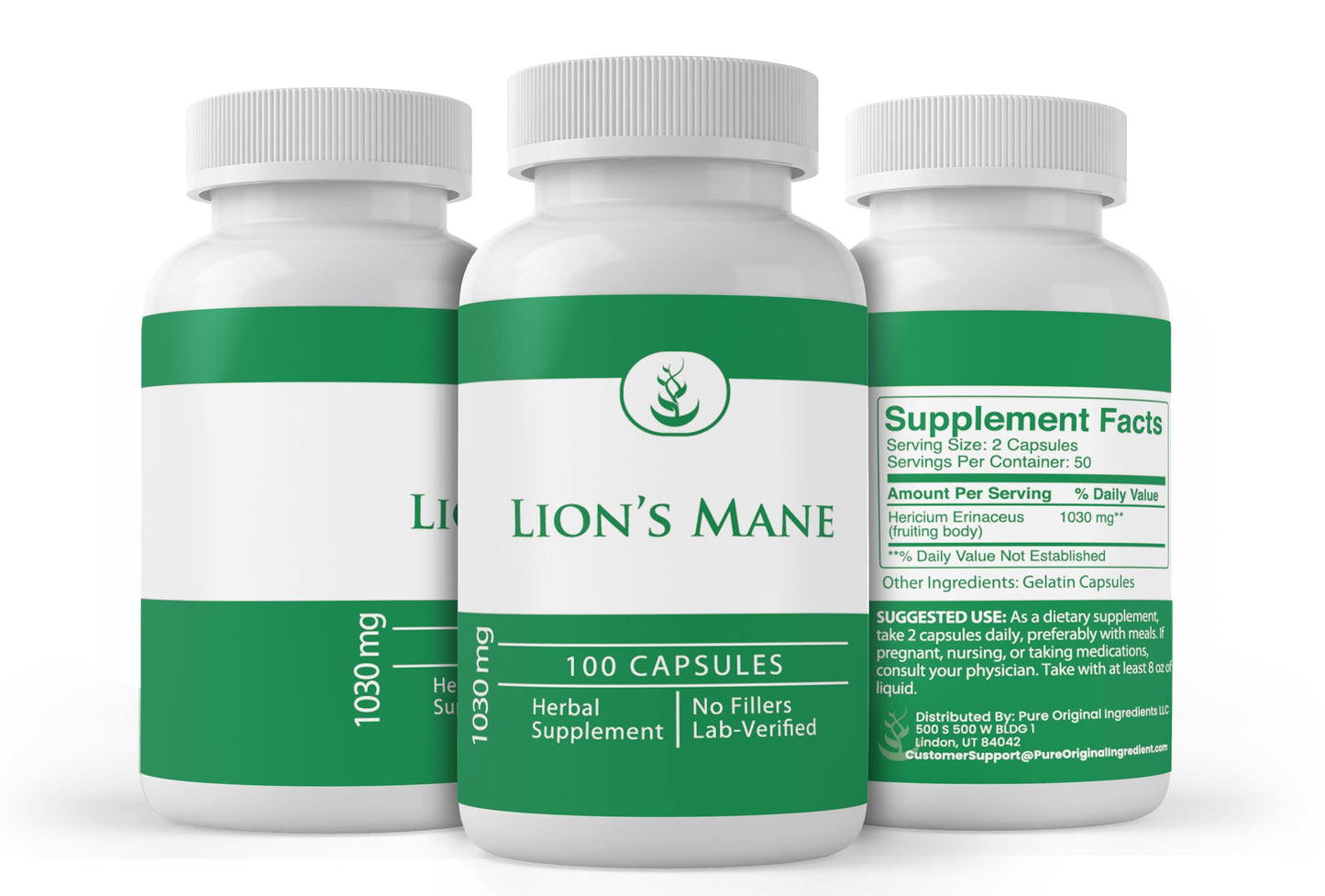 Pure Original Ingredients Lion’s Mane 100 Capsules
