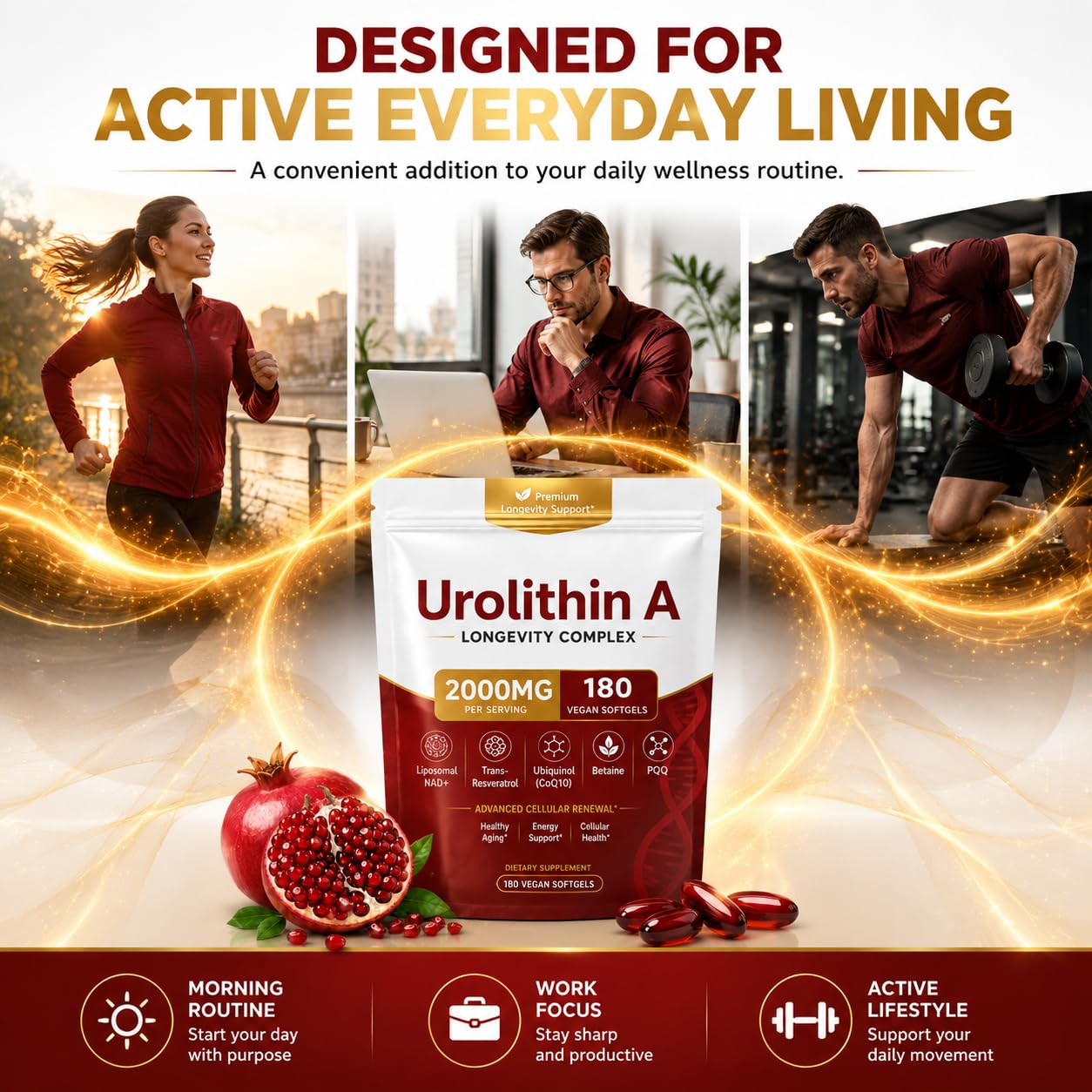 FINDING FERDINAND Urolithin A Supplement with Liposomal NAD+, Trans-Resveratrol, 12-in-1 Formula Softgels 180