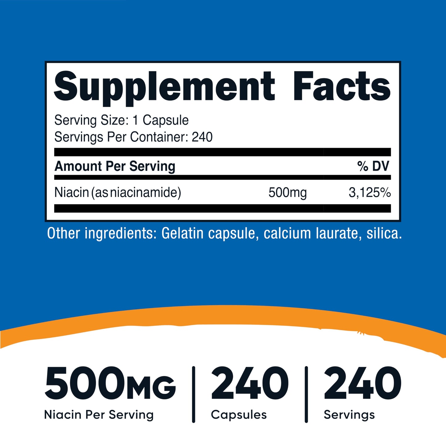 Nutricost Niacinamide (Vitamin B3) 500mg Capsules, 240 Count