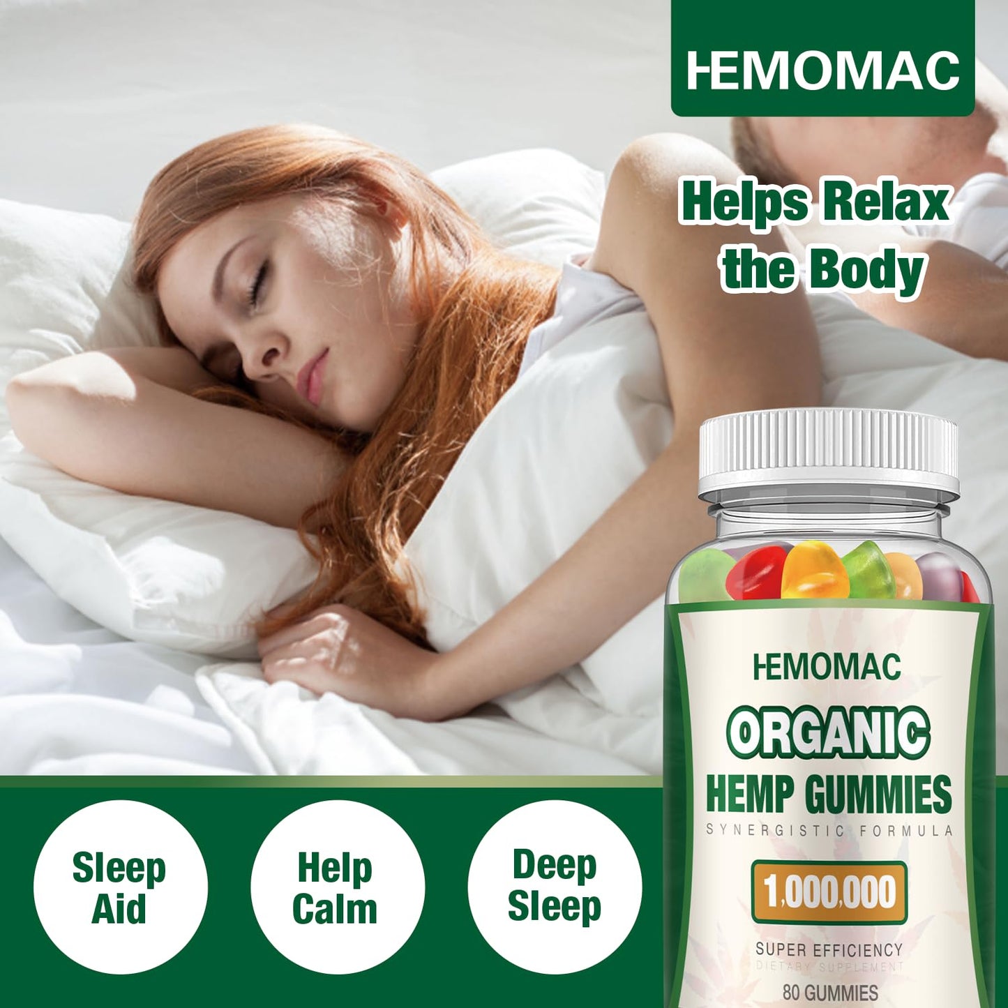 HEMOMAC Organic Hemp Gummies High Potency, Gummy, 240 Count