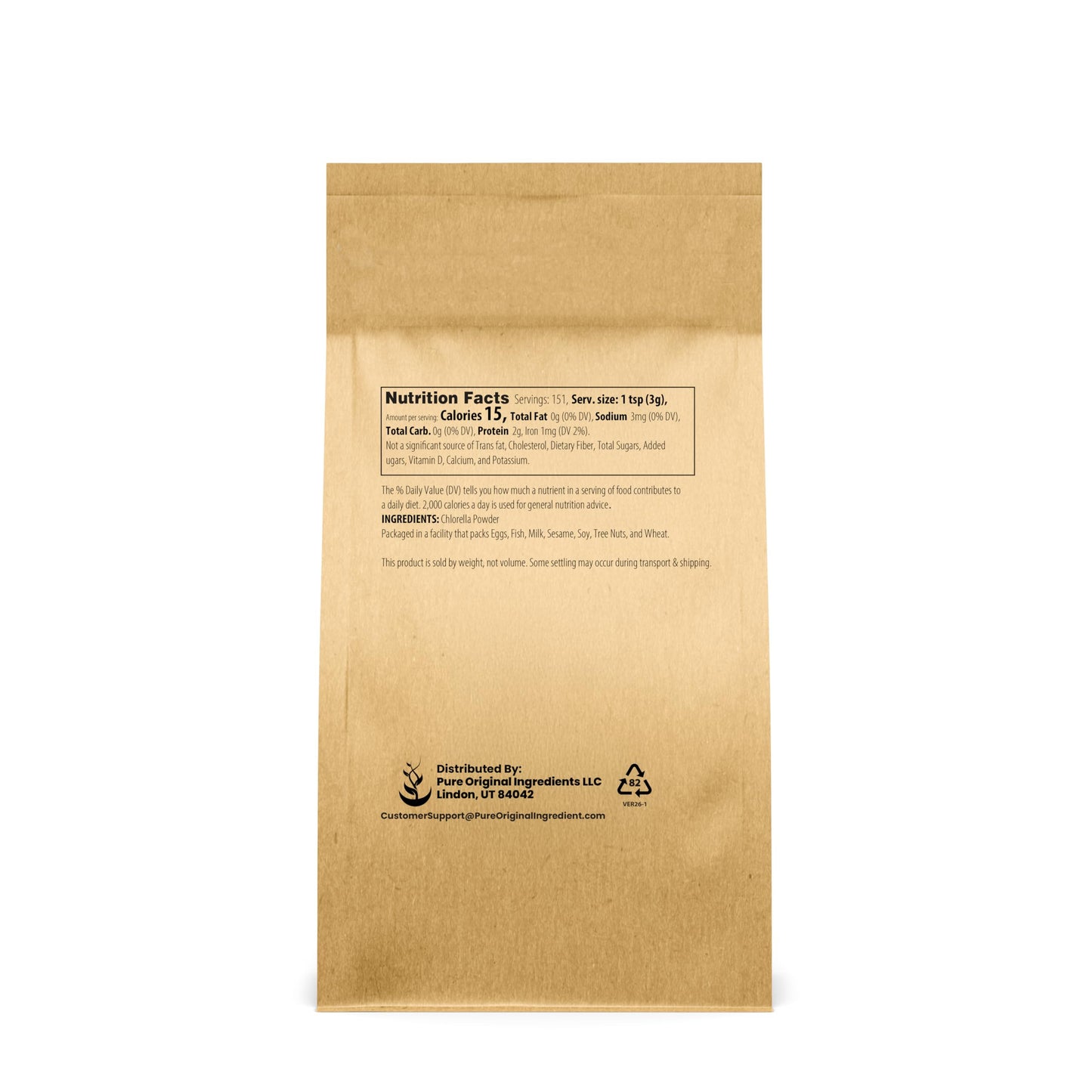 PURE ORIGINAL INGREDIENTS Chlorella Powder 16 Ounce