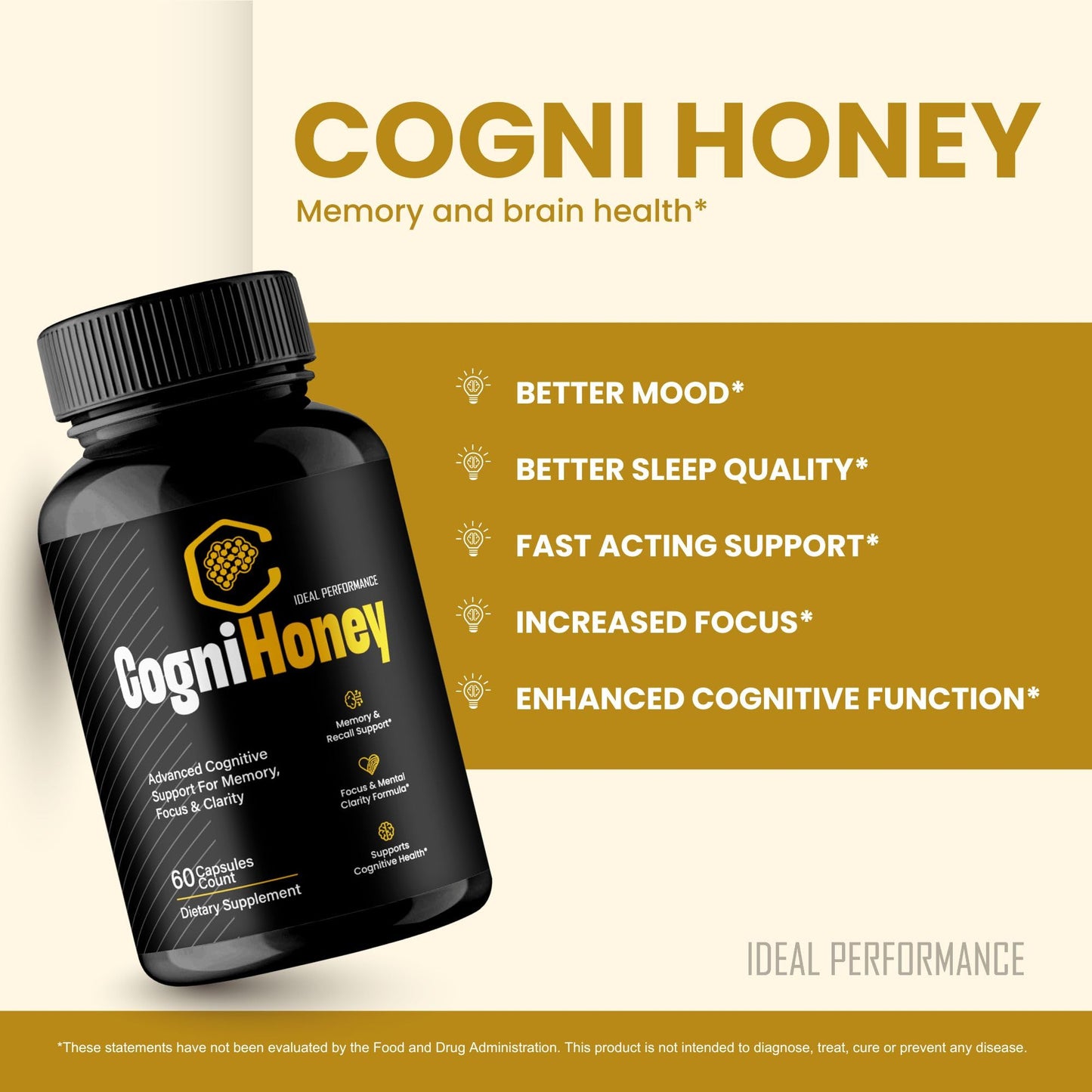 IDEAL PERFORMANCE CogniHoney Capsules, 300 Capsules