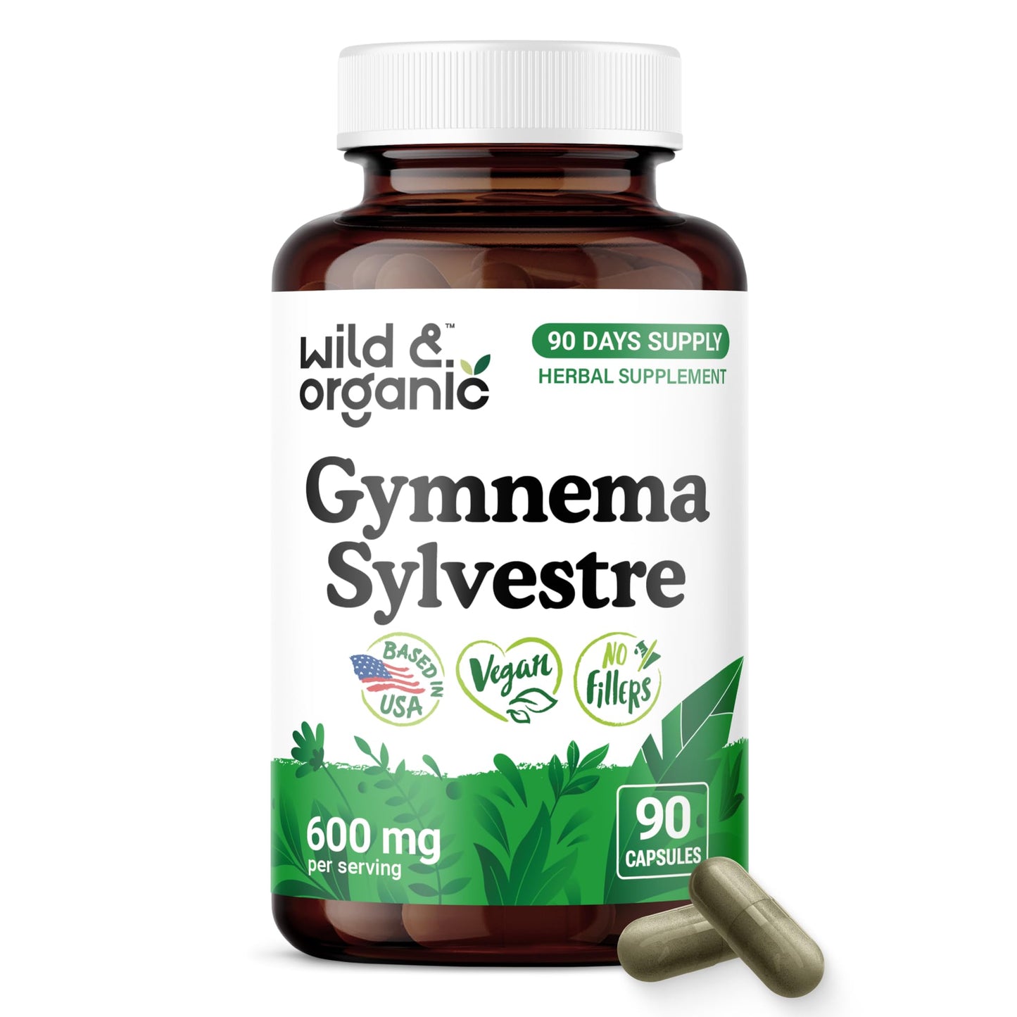 Wild & Organic Gymnema Sylvestre 600 mg - Overall Support, 90 Capsules