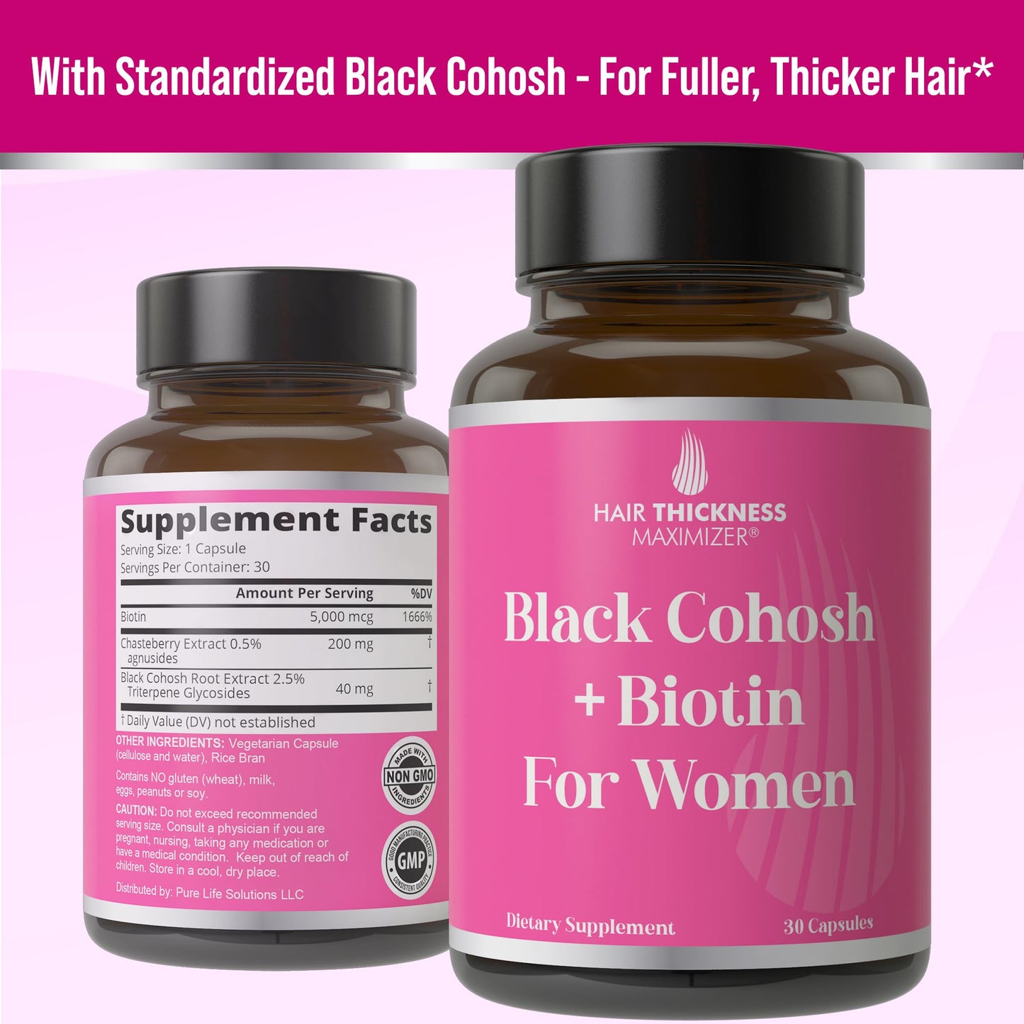 Hair Thickness Maximizer Black Cohosh + Biotin Menopausal Hair Growth Supplement Capsule, 30 Count