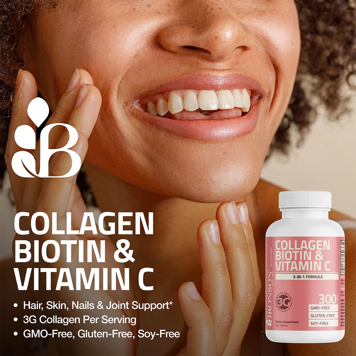 Bronson Collagen Peptides 3000mg with Biotin & Vitamin C, 90 Tablets
