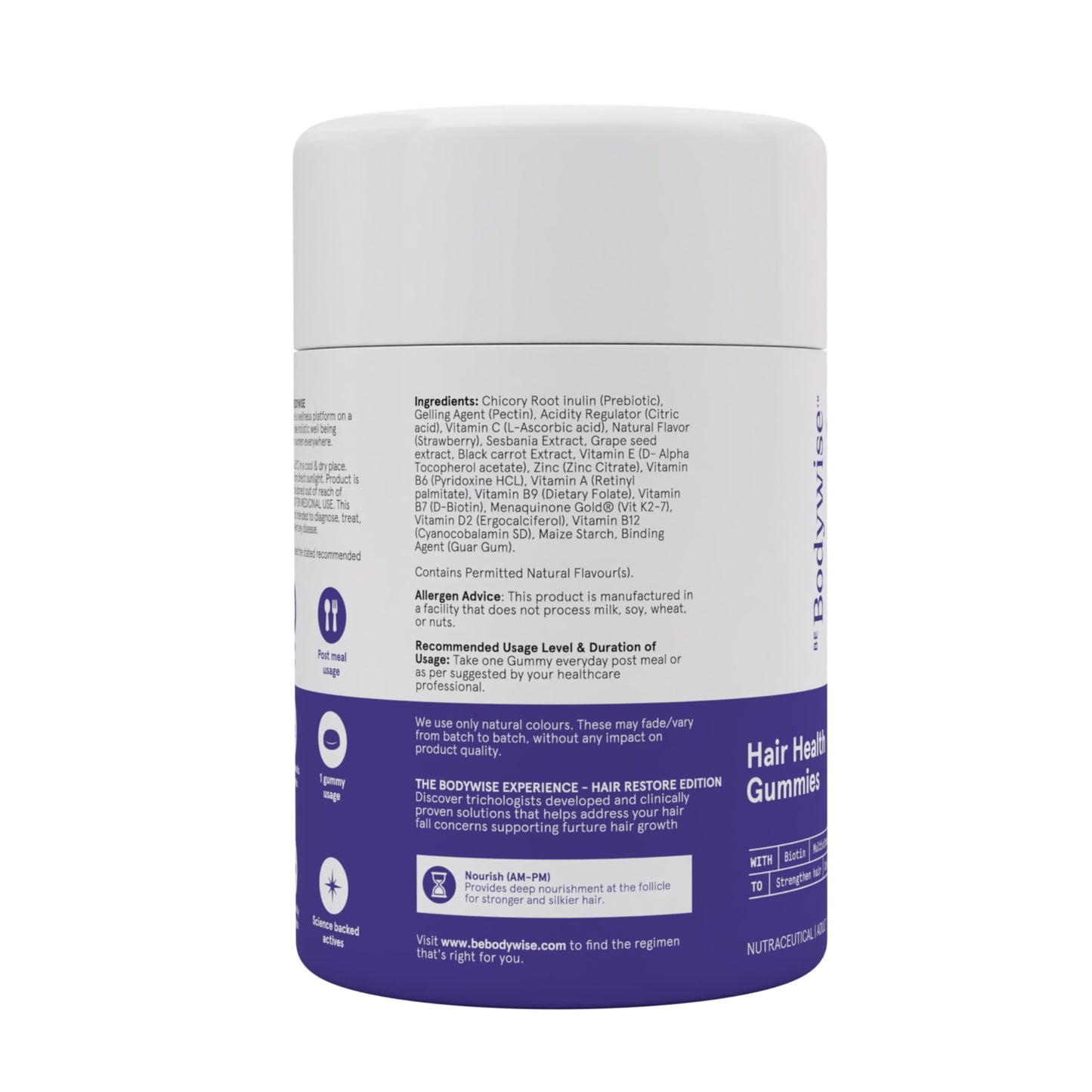 Be Bodywise Biotin Hair Growth Gummies 60 Count