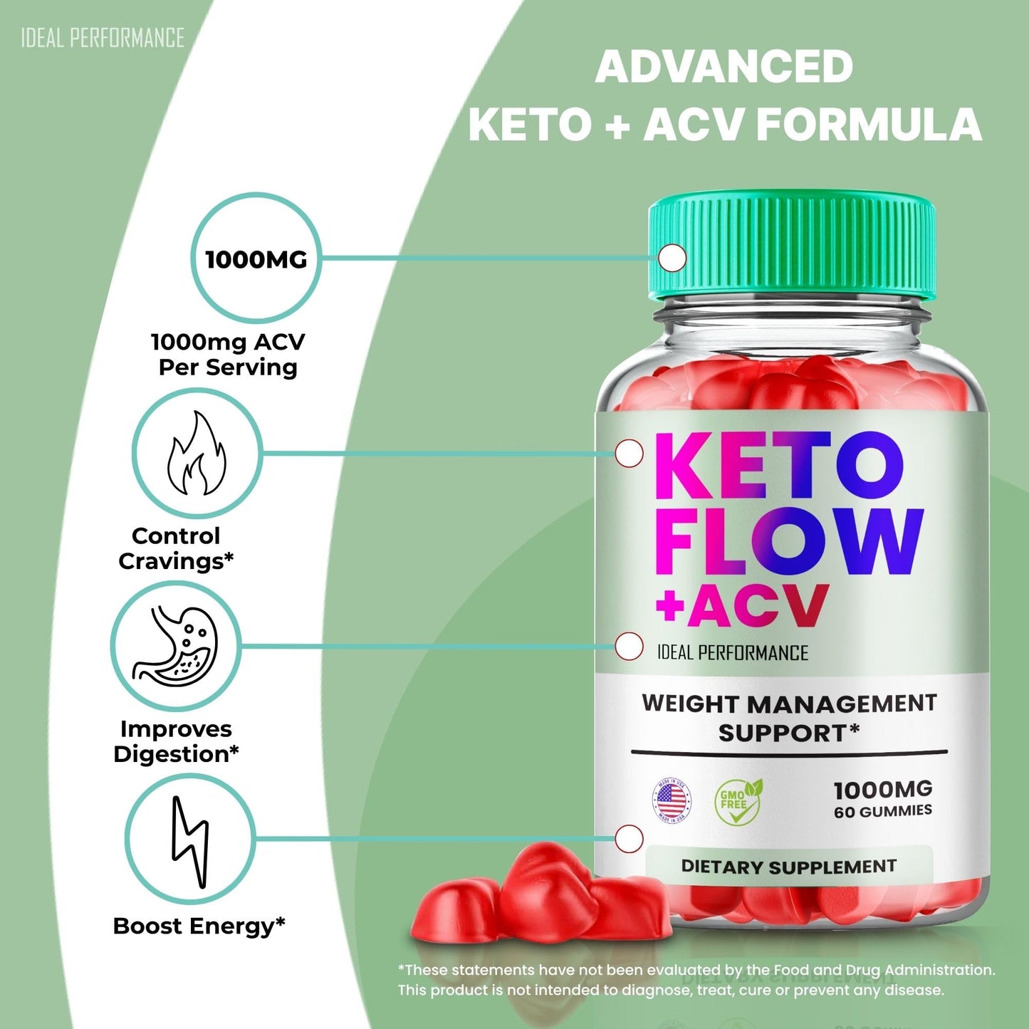 Ideal Performance Keto Flow + ACV Gummies, Gummy, 300 Count
