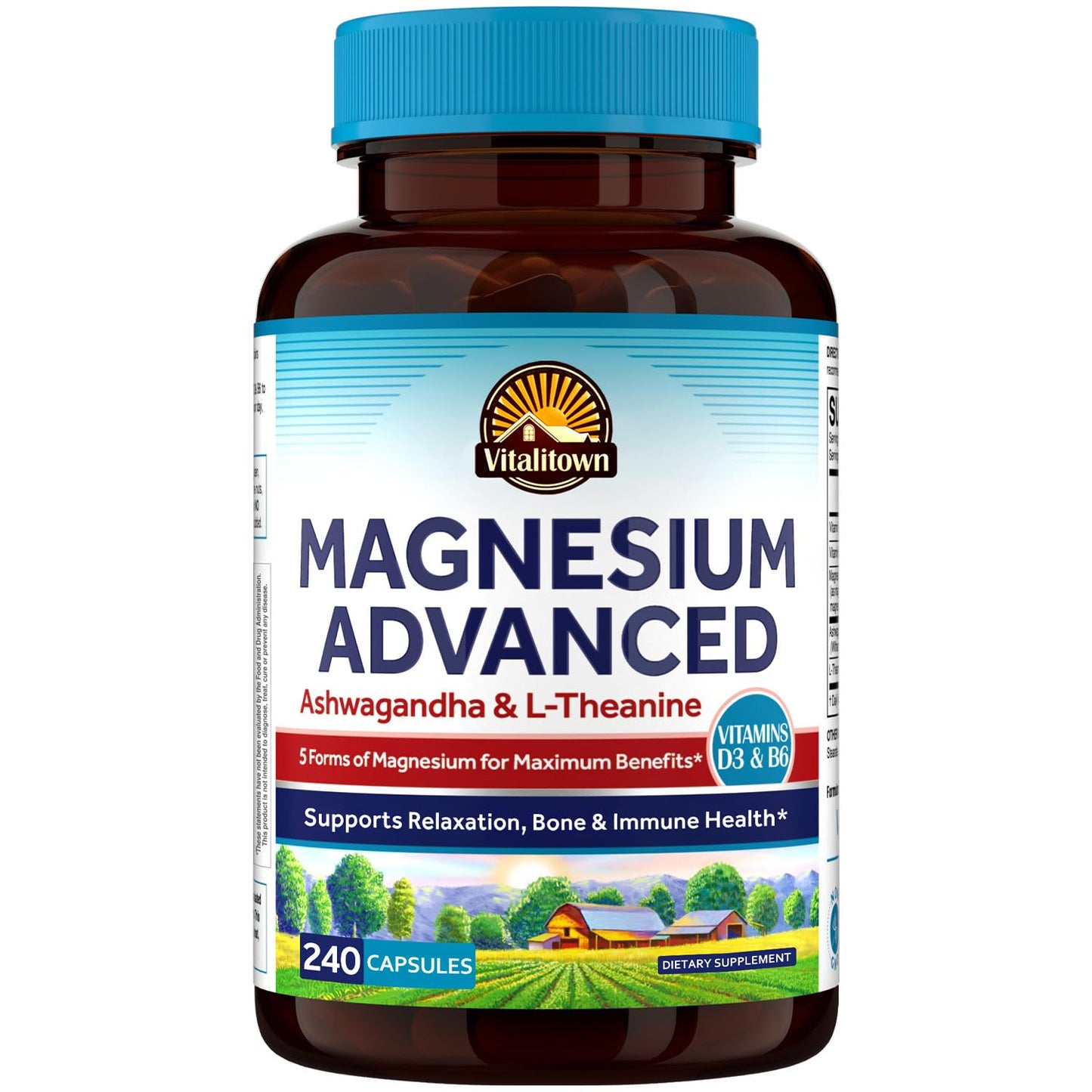 Vitalitown Magnesium Ashwagandha Supplement 240 Capsules