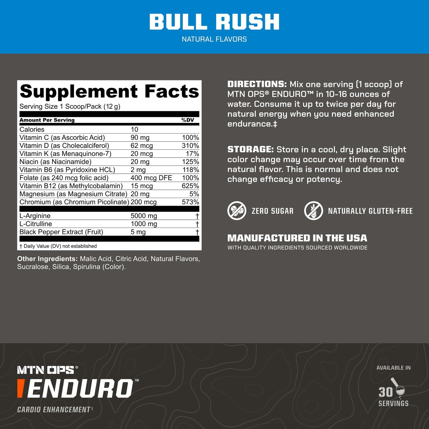 MTN OPS Enduro Nitric Oxide Pre Workout Powder 11.6 Ounce