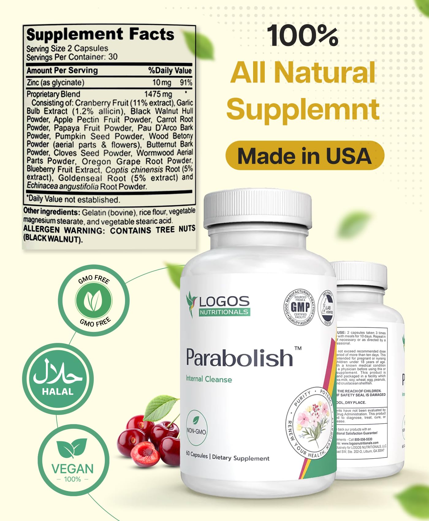Logos Nutritionals Parabolish Para Cleanse Capsule 60 Count