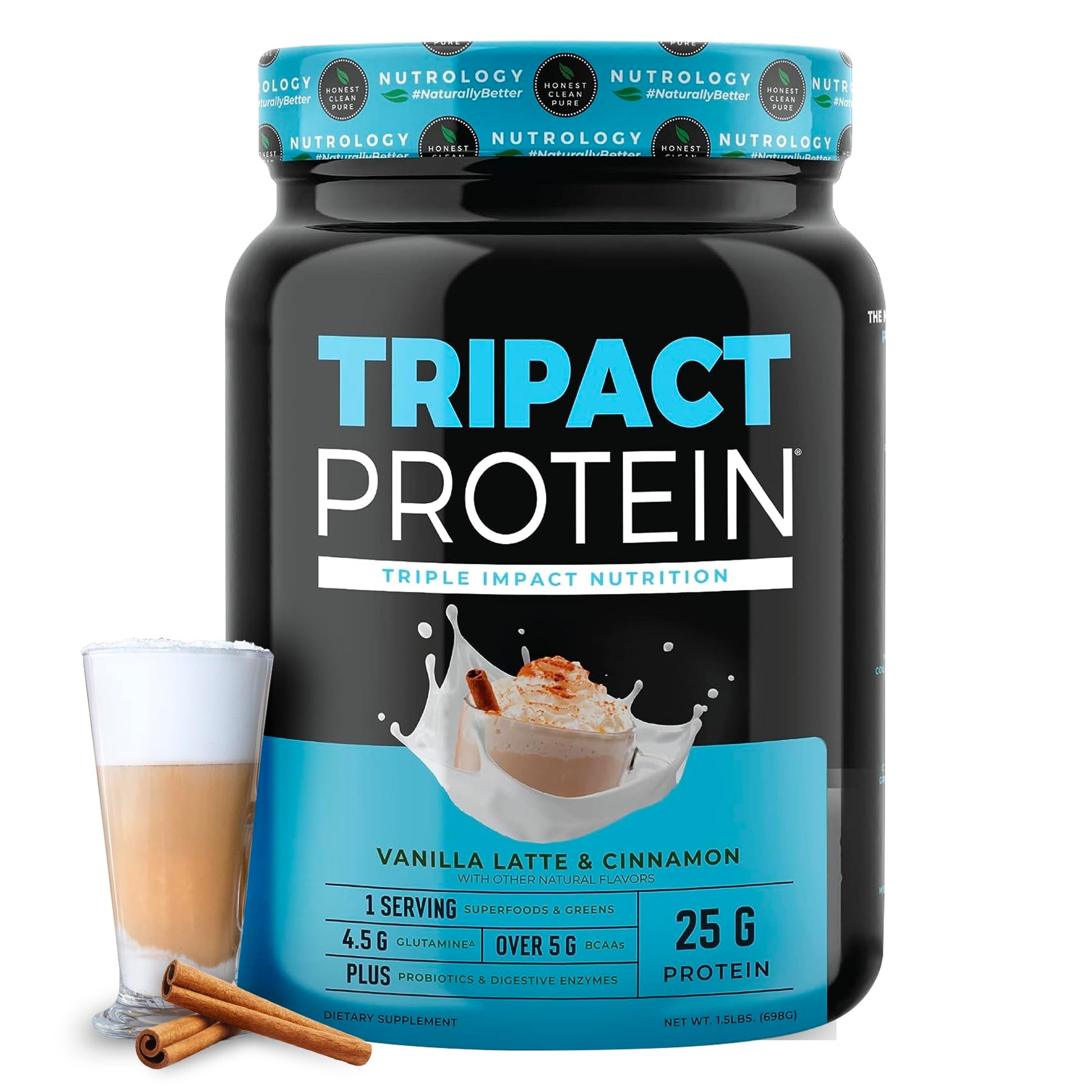 Nutrology TRIPACT Protein Powder Vanilla Latte Cinnamon, 24 Servings