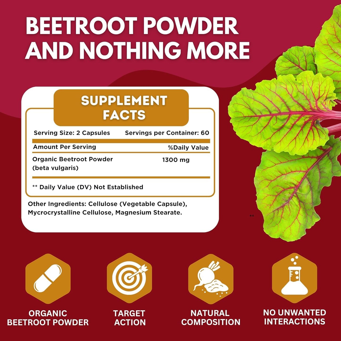 Healblend Organic Nitric Oxide Beet Root Capsules 1300mg, 360 Capsules