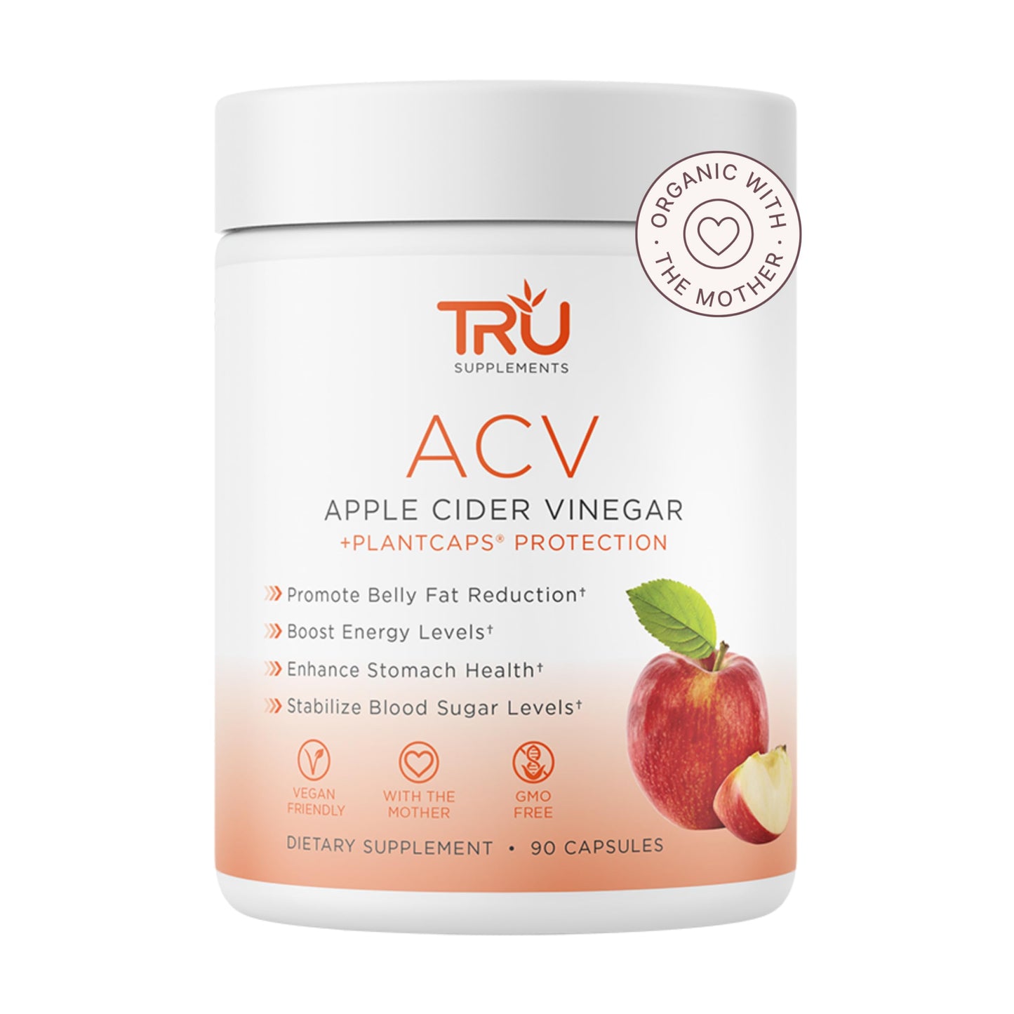 TRU Supplements ACV Apple Cider Vinegar With The Mother, 1 Capsule